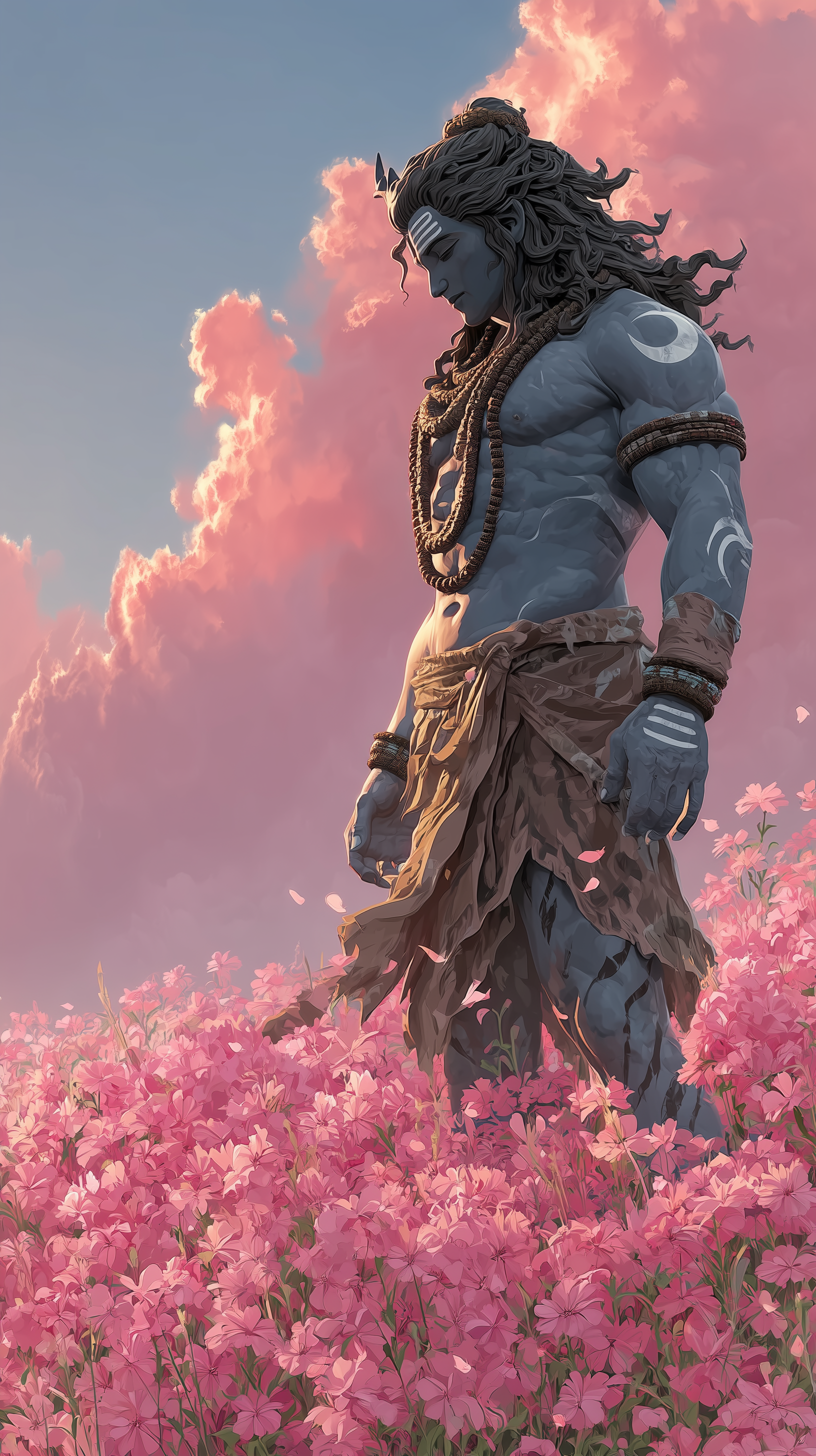 Divine Lord Shiva Among Celestial Flowers