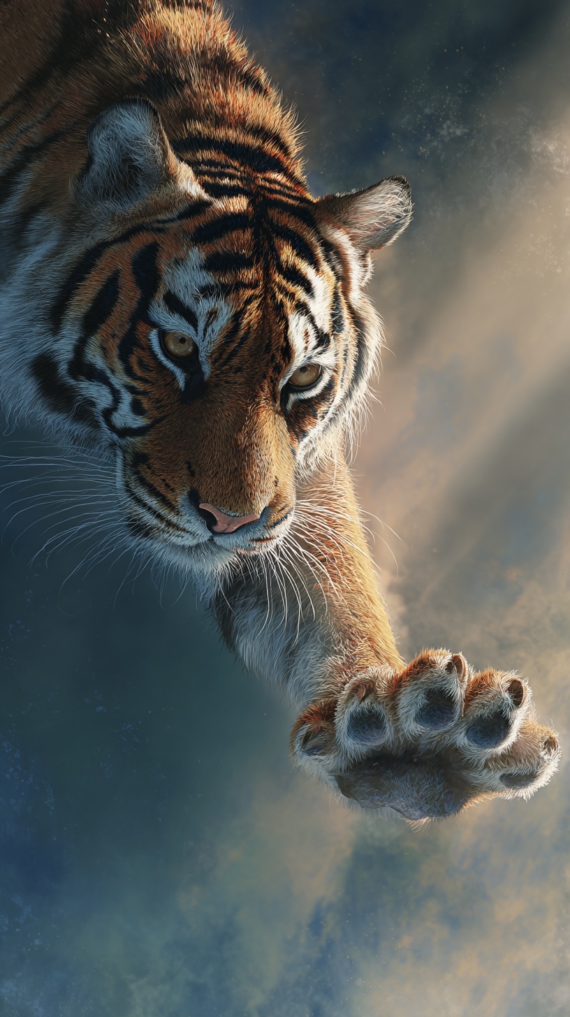 Dreamy Realistic Tiger Clawing the Screen
