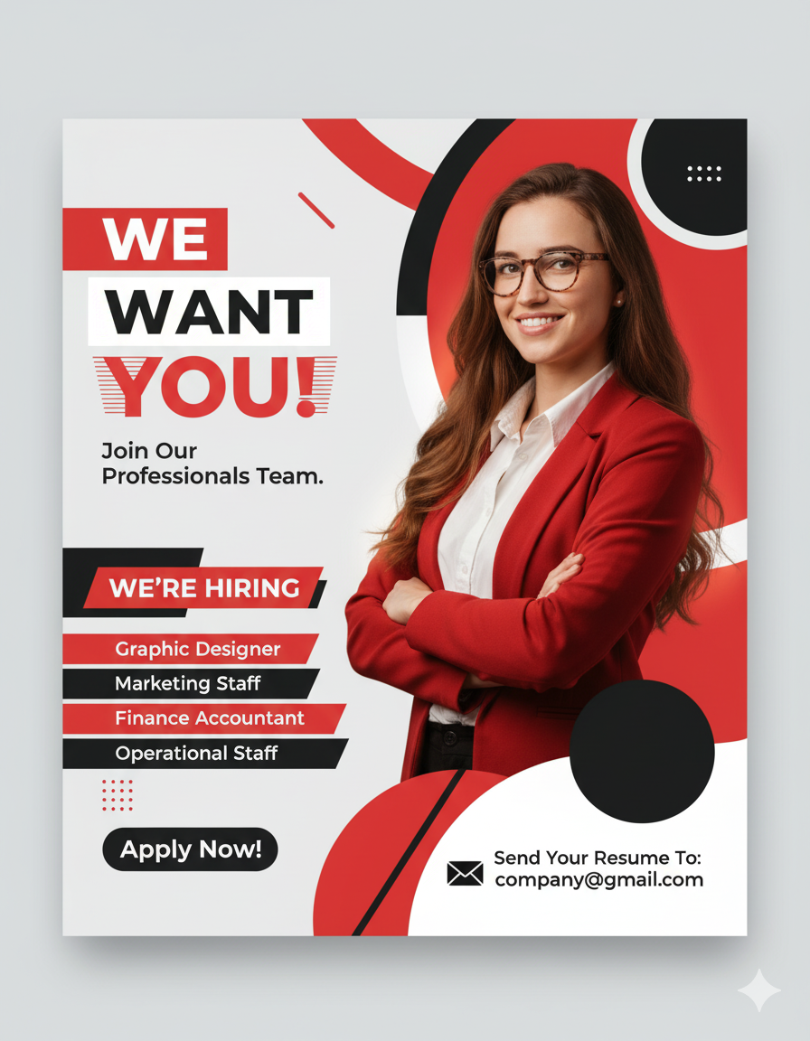 Confident Woman Recruitment Poster Design