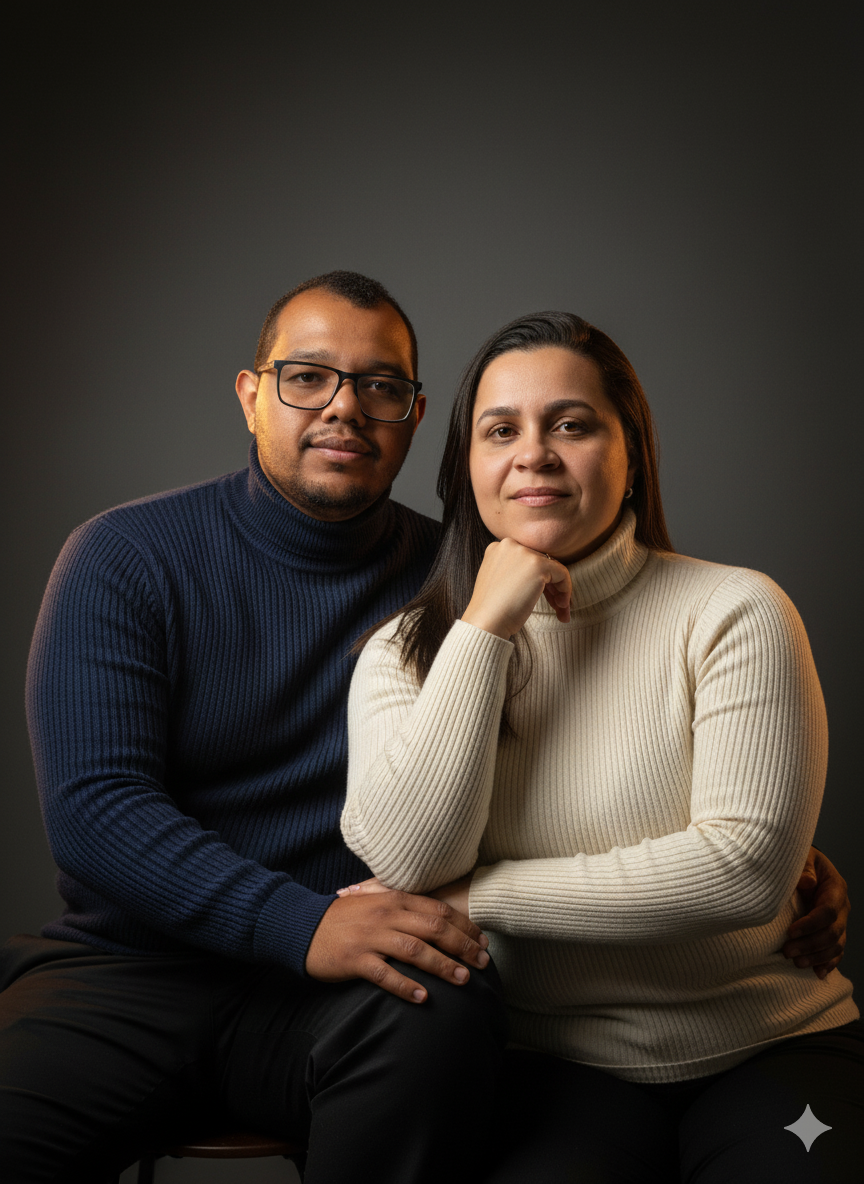 Enhancing a Romantic Portrait: Confident Young Couple