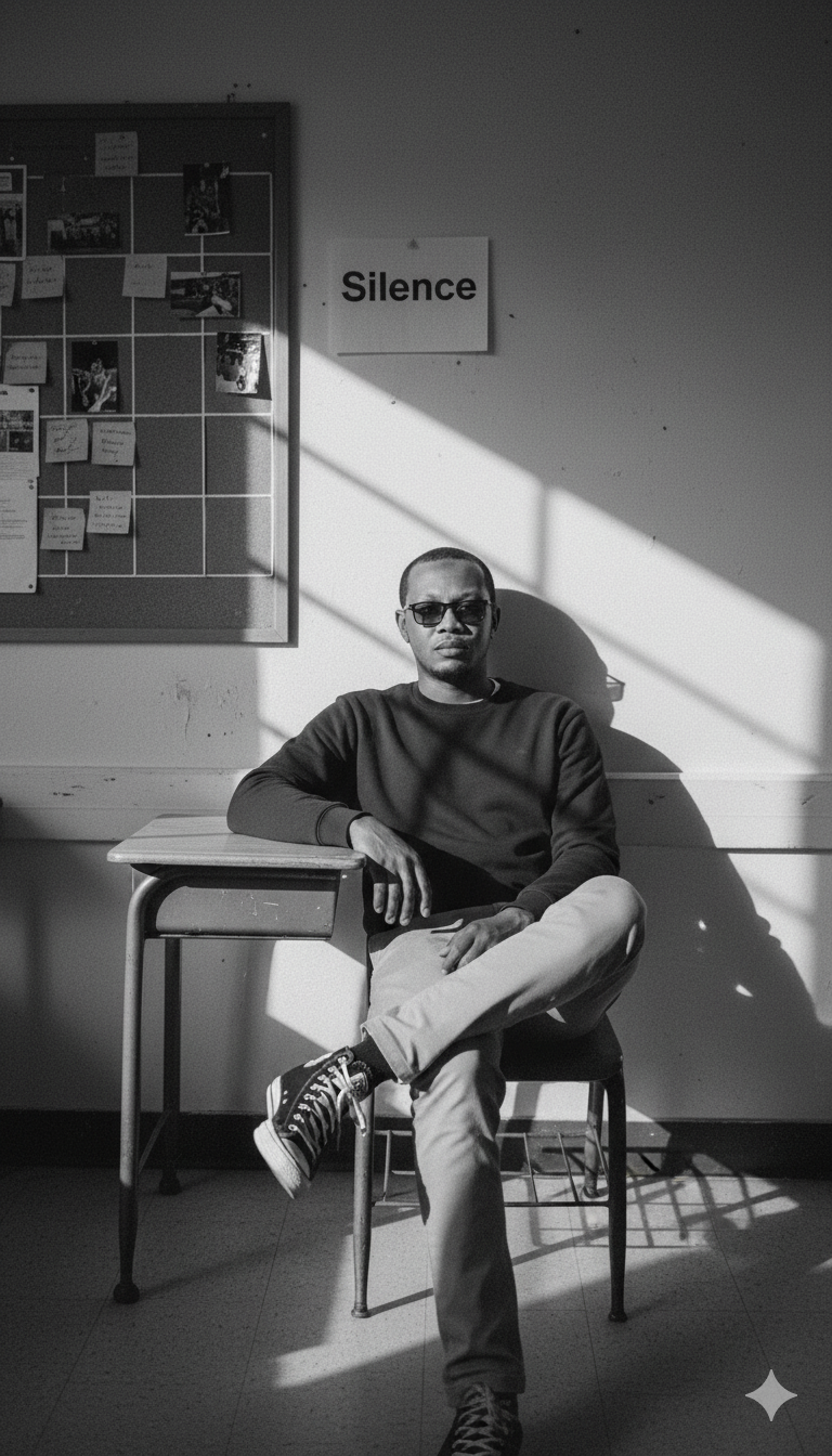 Enhance Image: Young Man in Serene Classroom