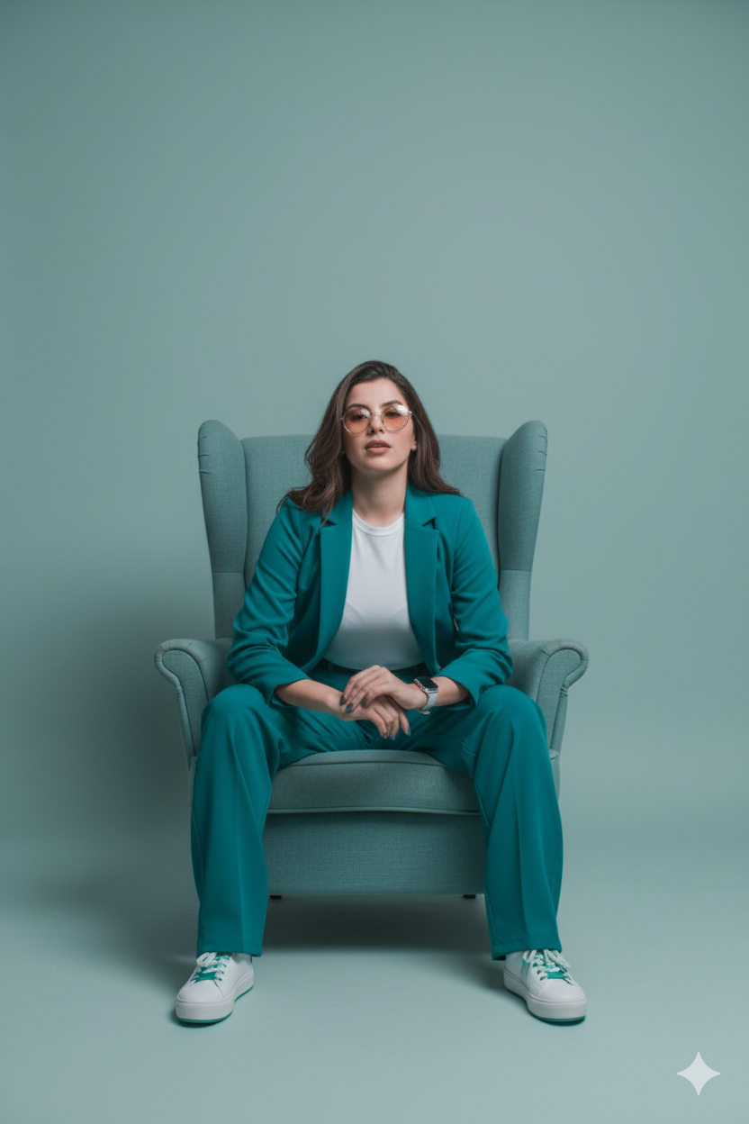 Monochromatic Studio Portrait: Lavender or Teal Setting