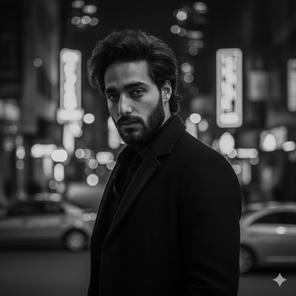 Enhanced Image: Confident Man in Urban Setting