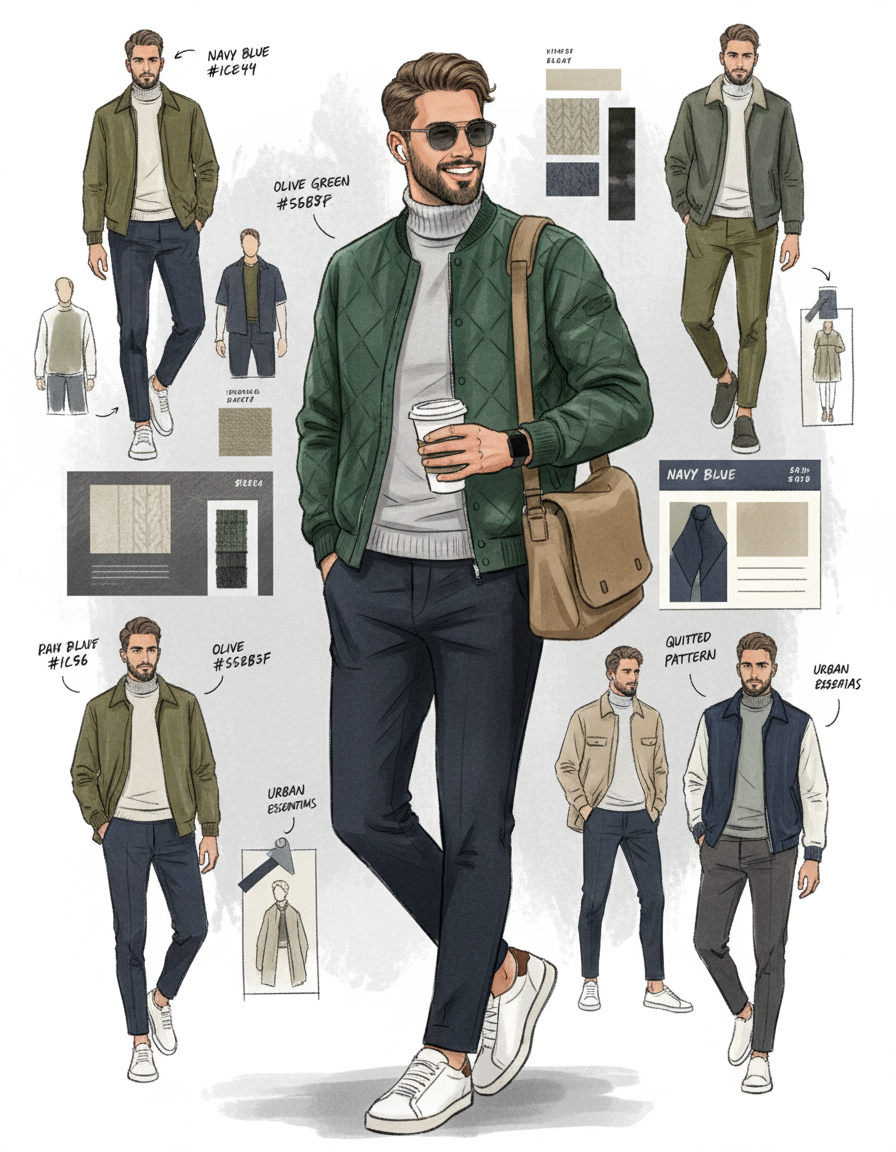 Confident Man with Coffee: Elevated Angle Portrait