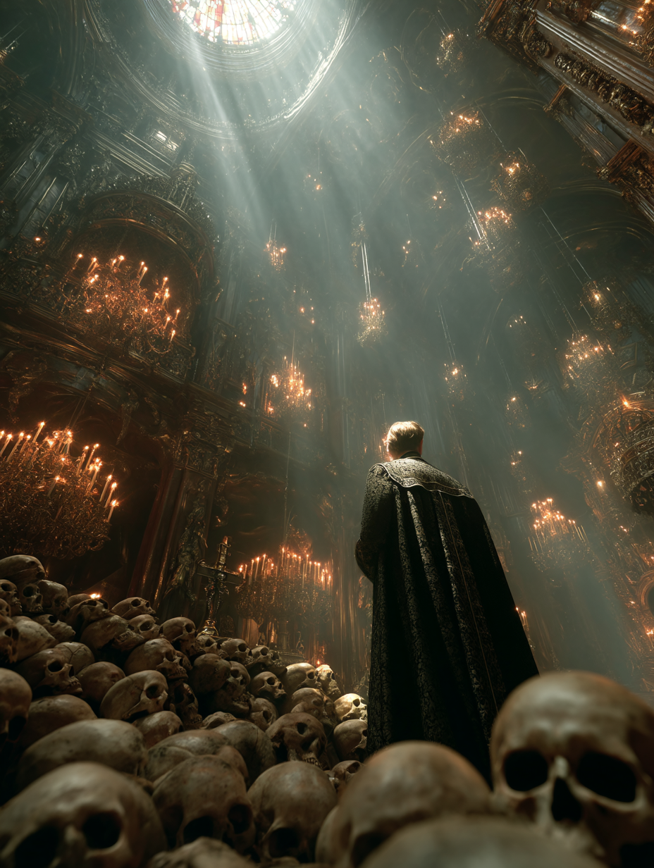 Eerie Elegance: The Burning Altar of Horror
