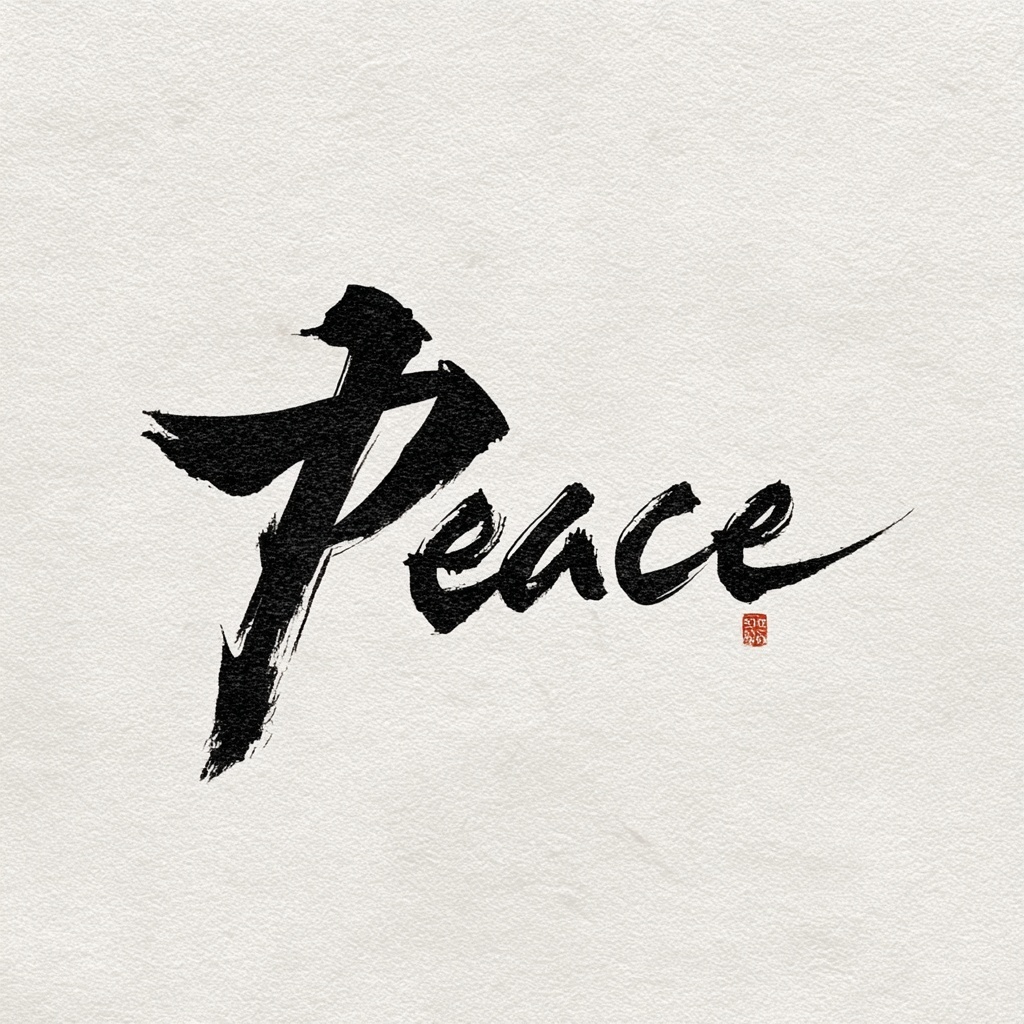 Elegant 'Peace' in Chinese Brush Stroke Art