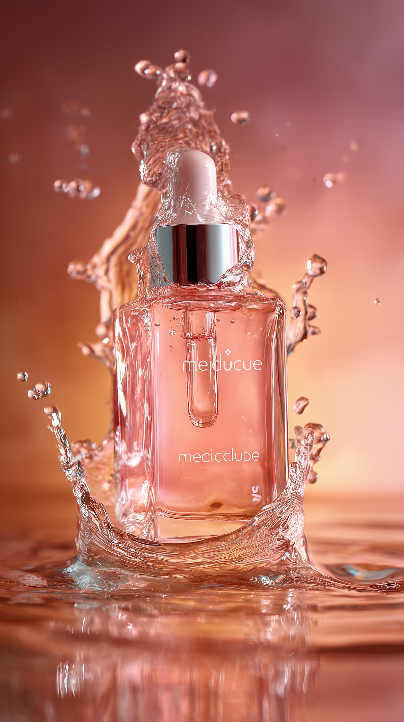 Elegant Pink Dropper Bottle in Splash Motion
