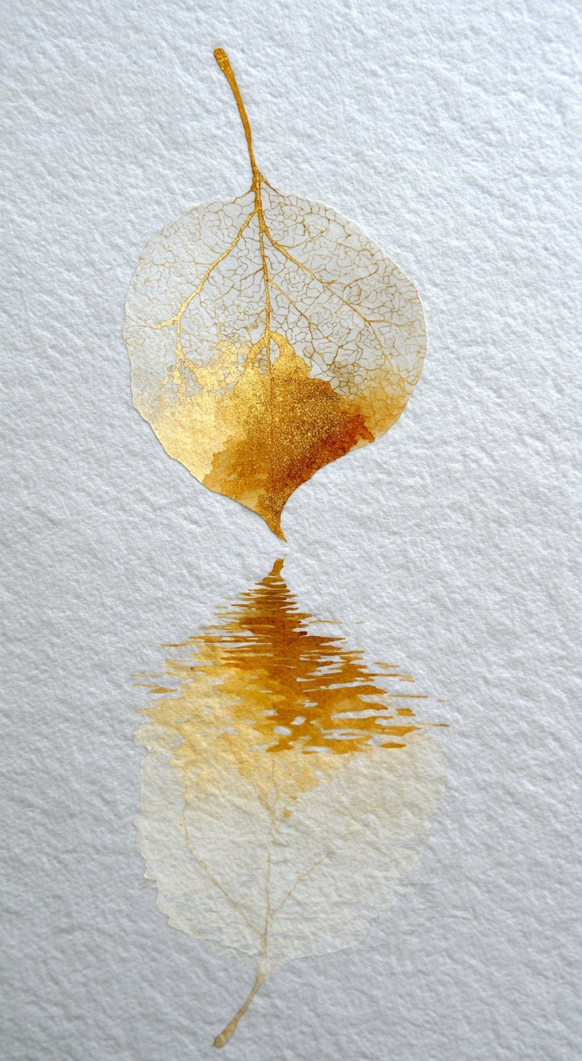 Elegant White Watercolor with Gold Leaf Accents