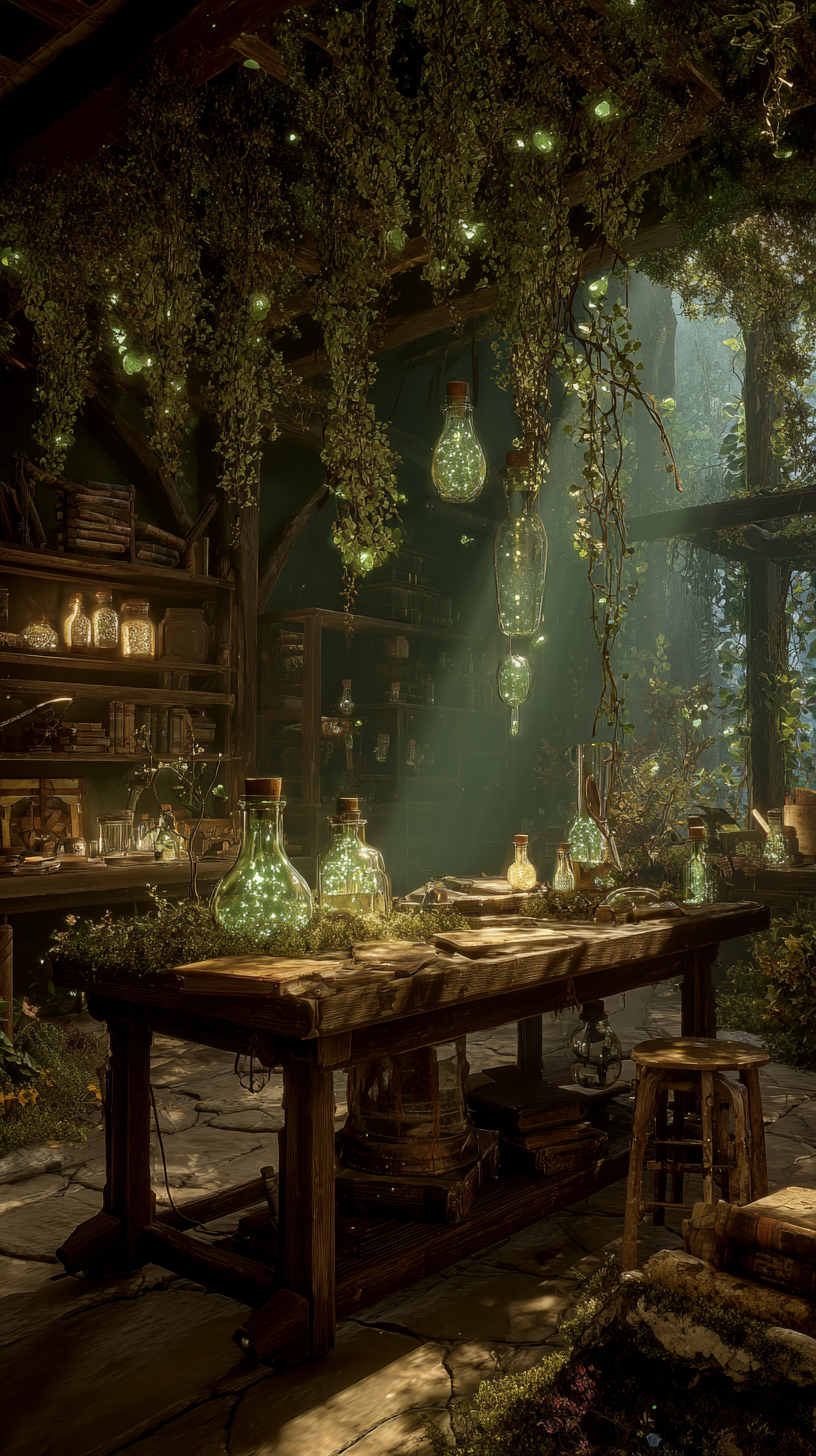 Enchanted Laboratory in an Overgrown Forest