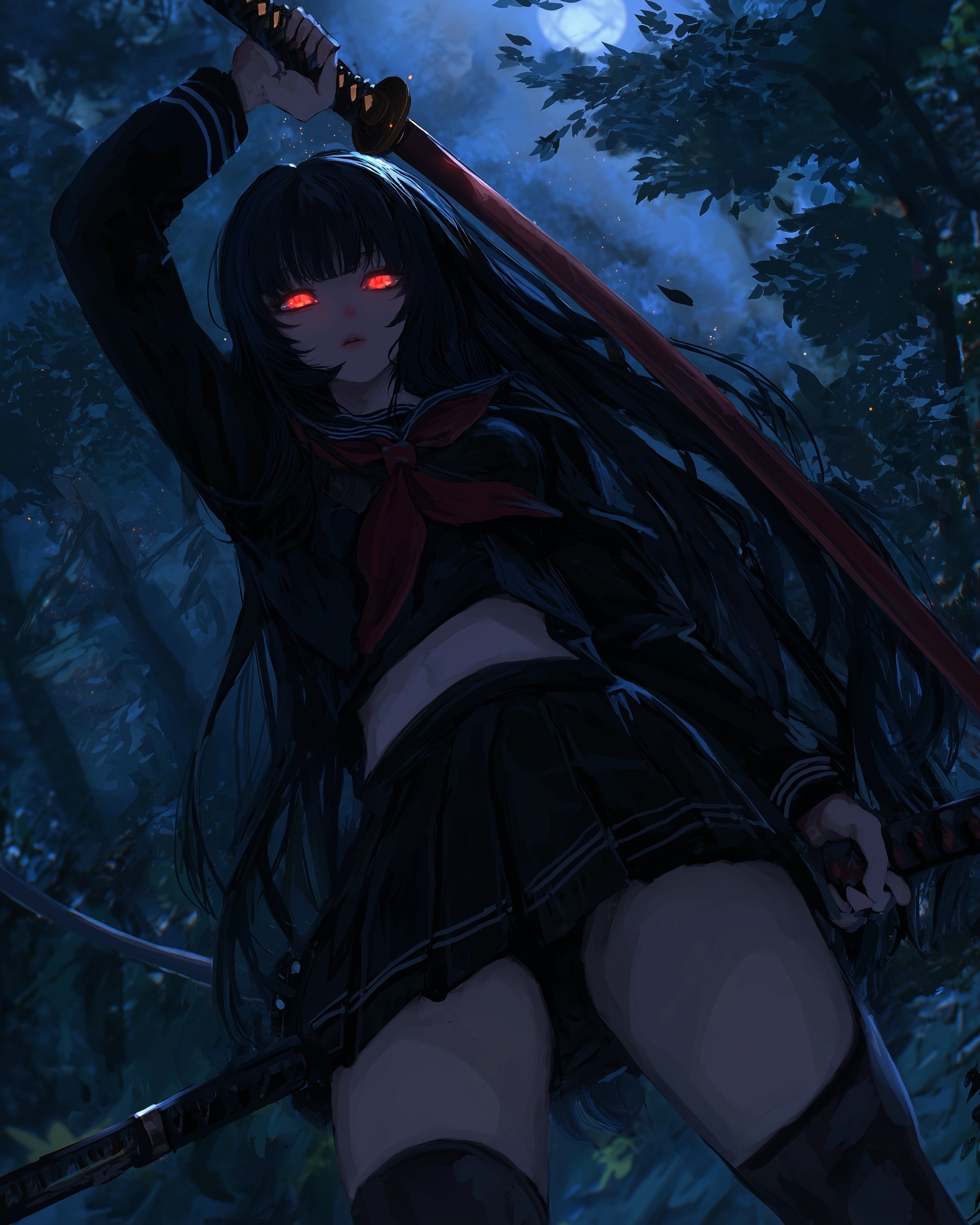 Enchanting Anime Warrior in a Mystical Forest