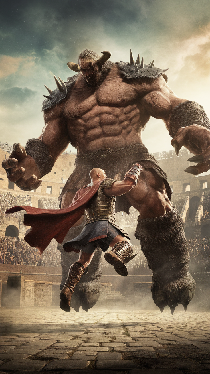 Epic Clash in the Colosseum: Roman Reigns vs. the Bull Monster