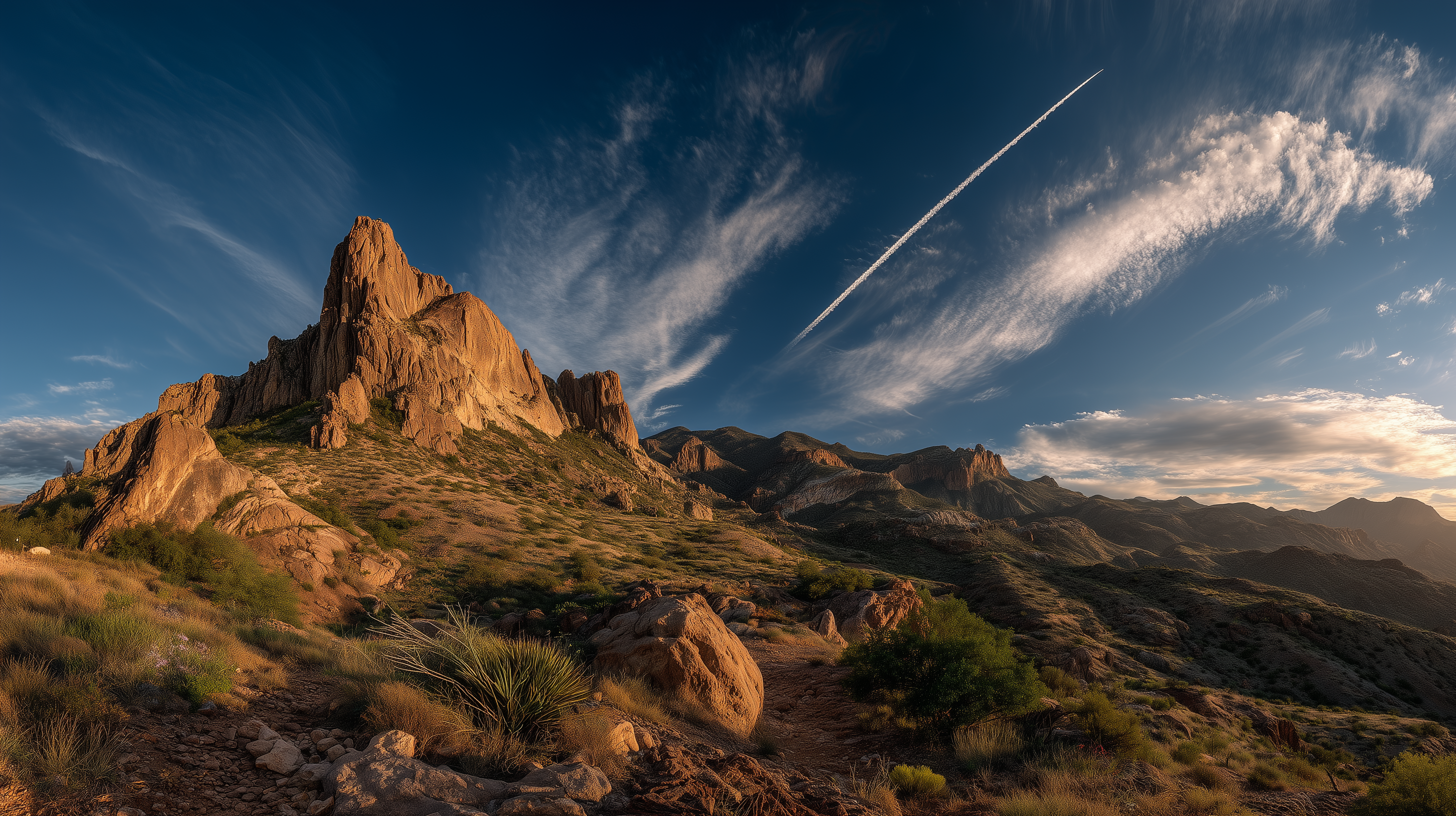 Epic Golden-Hour Landscape with Meteor Impact