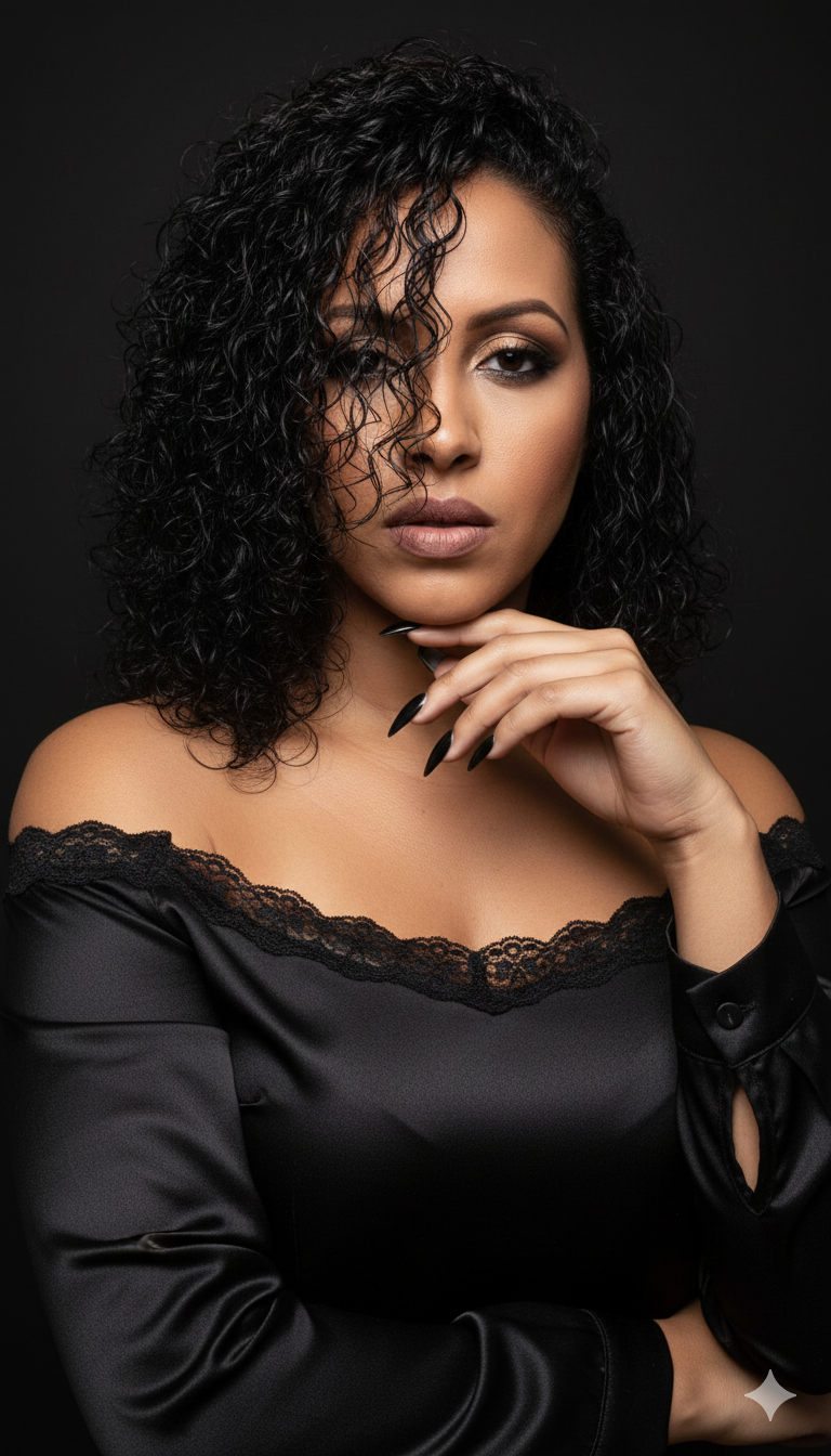 Professional Studio Portrait of Glamorous Brunette Woman