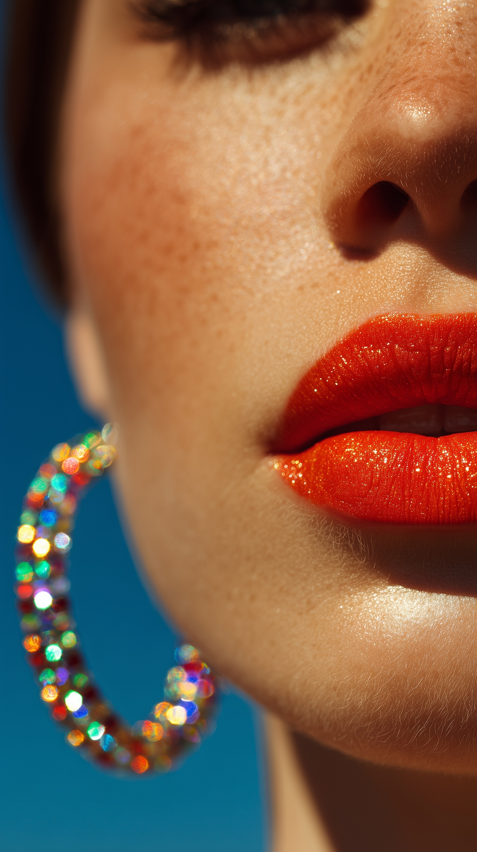 Fiery Lips & Glam Jewelry: Bold Fashion Mood