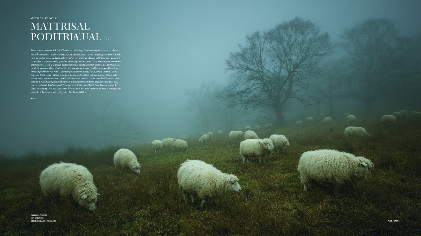 Foggy Pastoral Scene with Grazing Sheep