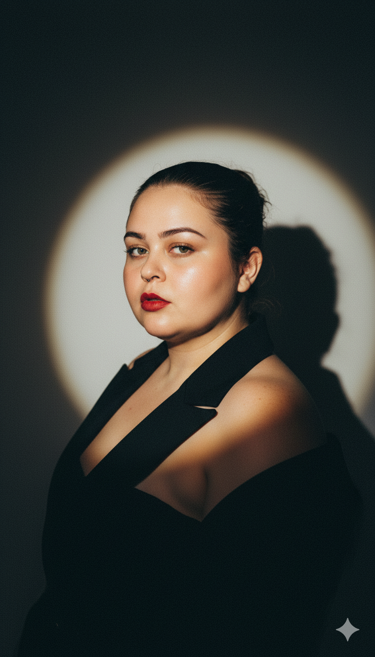 Seductive Close-Up Portrait: Young Woman in Black