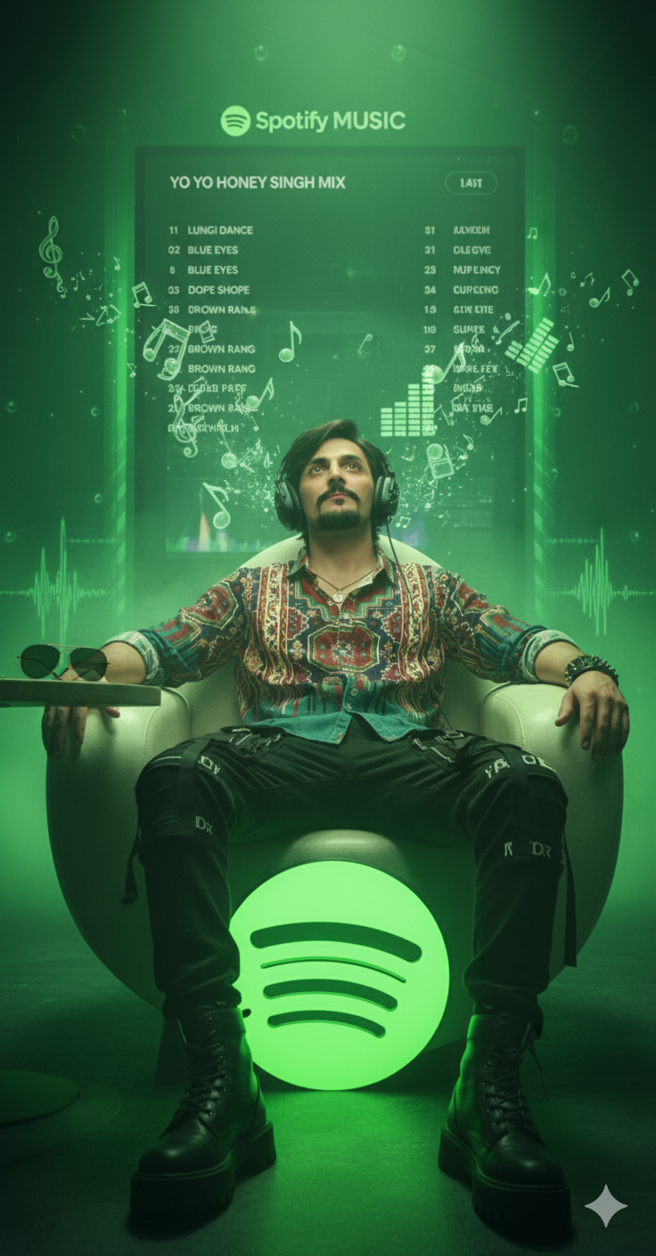 Hyper-realistic Black Studio Scene with Music Enthusiast