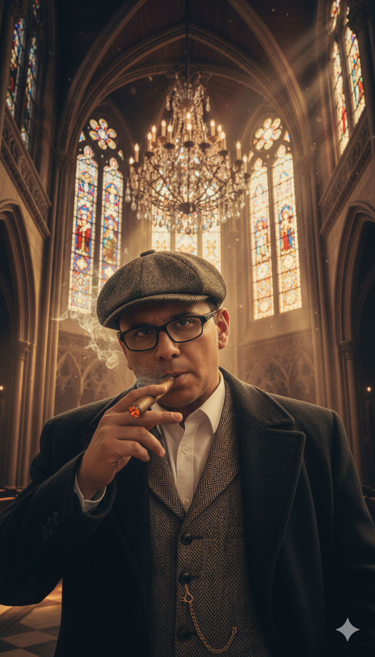 Hyper-realistic Vintage Gangster Portrait with Cinematic Lighting