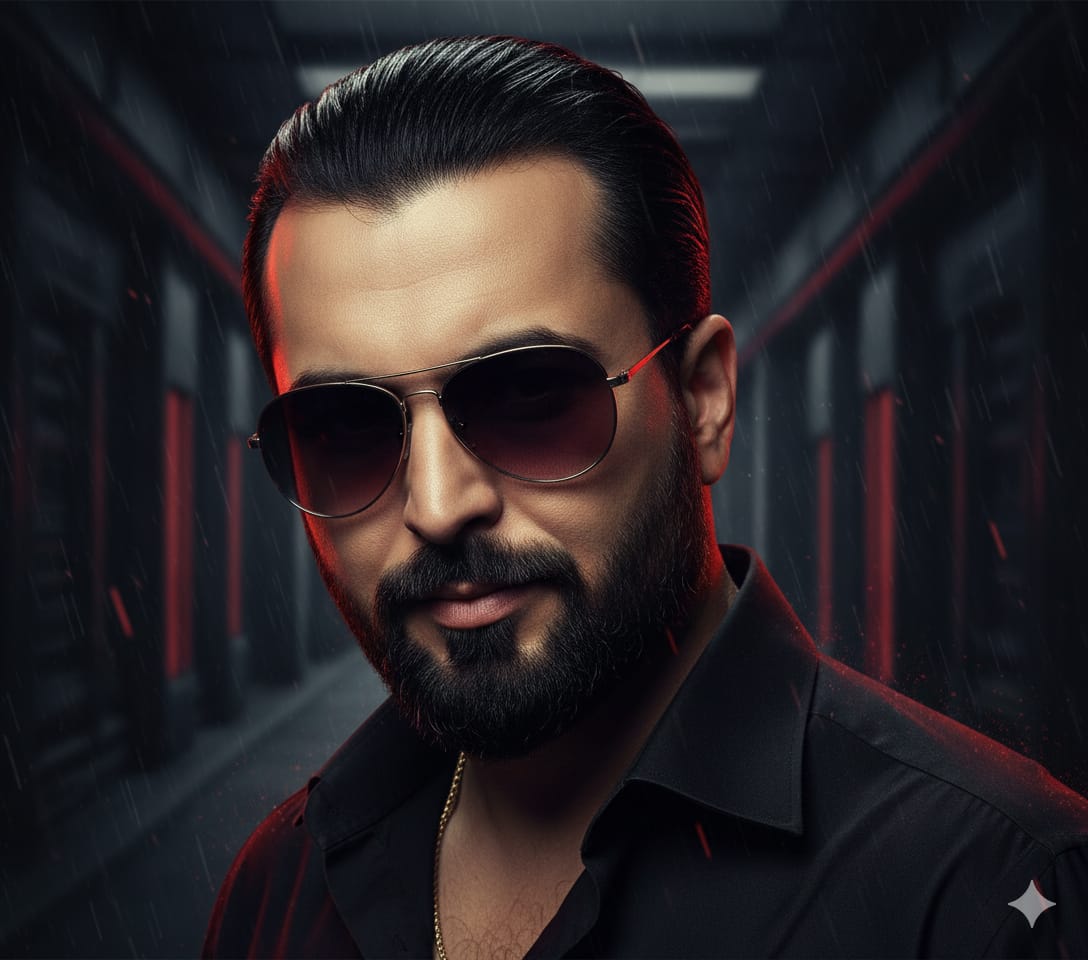 Hyperrealistic Portrait: Intense Expression with Flaming Mask