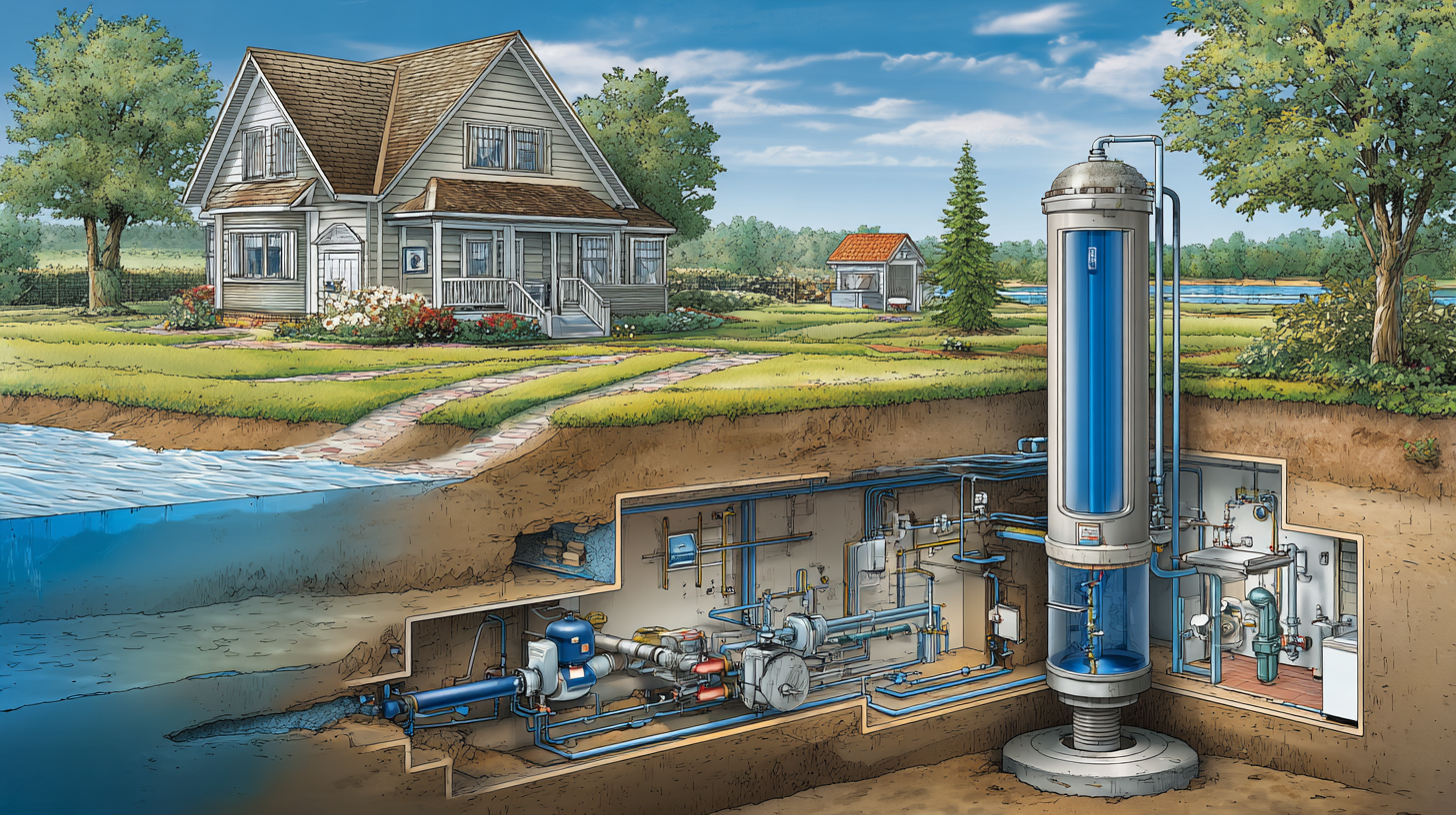 Illustrated Diagram of a Well Water System with Labeled Components