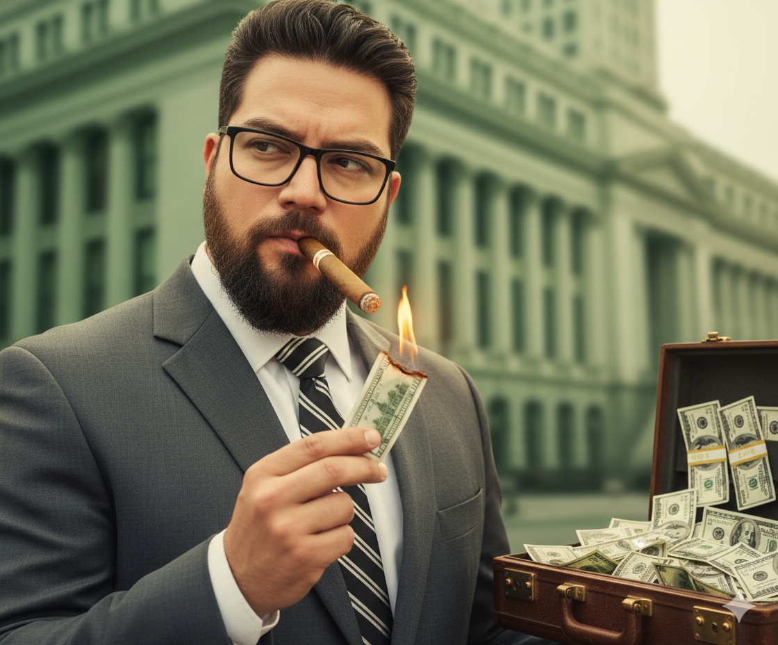 Burning Wealth: Portrait of Excess and Arrogance