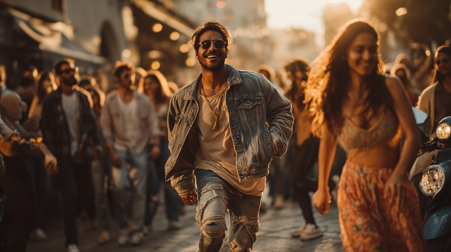 Joyful Dance on a Lively Urban Street