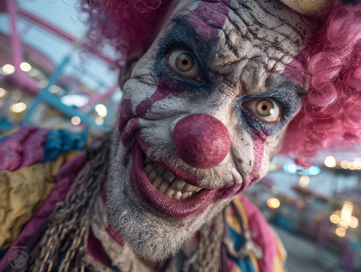 Killer Klowns in a Retro Synthwave Amusement Park