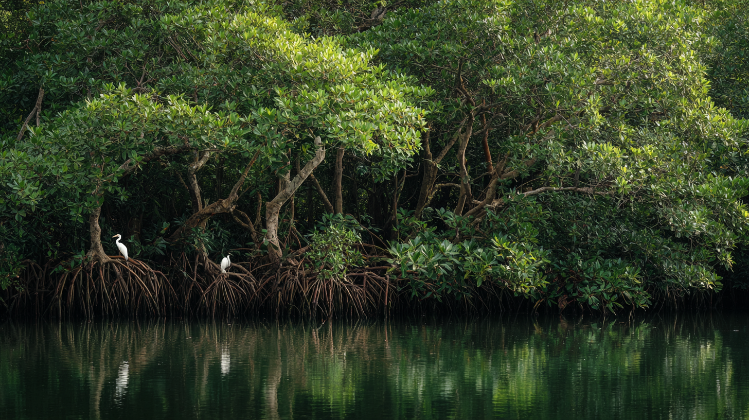 Lush Mangrove Forest with Graceful Wading Birds