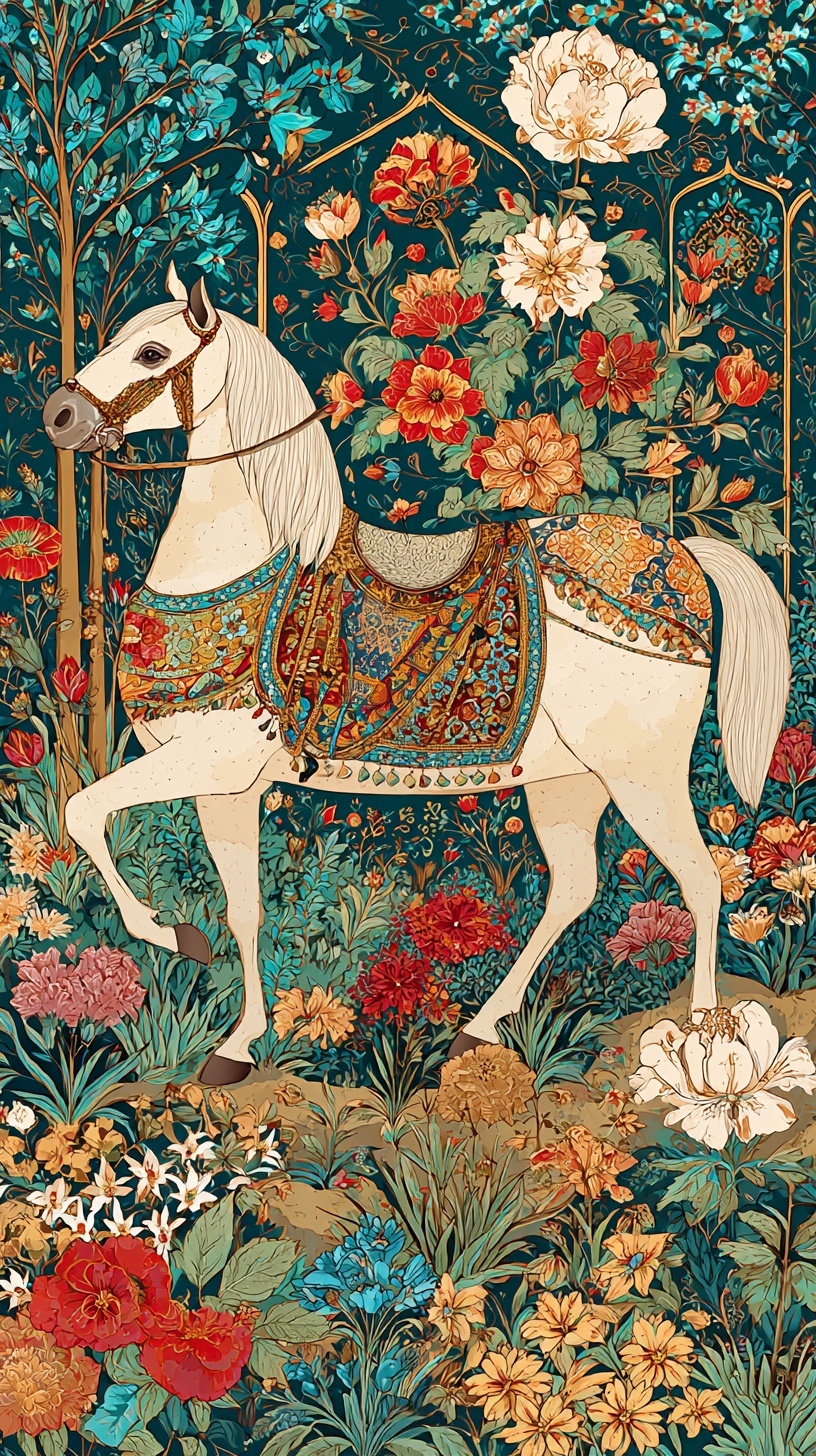 Majestic Persian Horse Art in Vibrant Colors