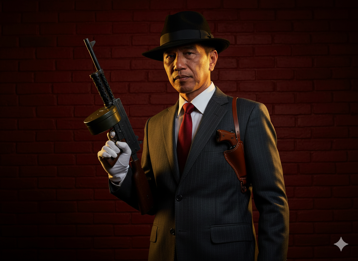 Hyper-Realistic 1930s Gangster Portrait in Crimson