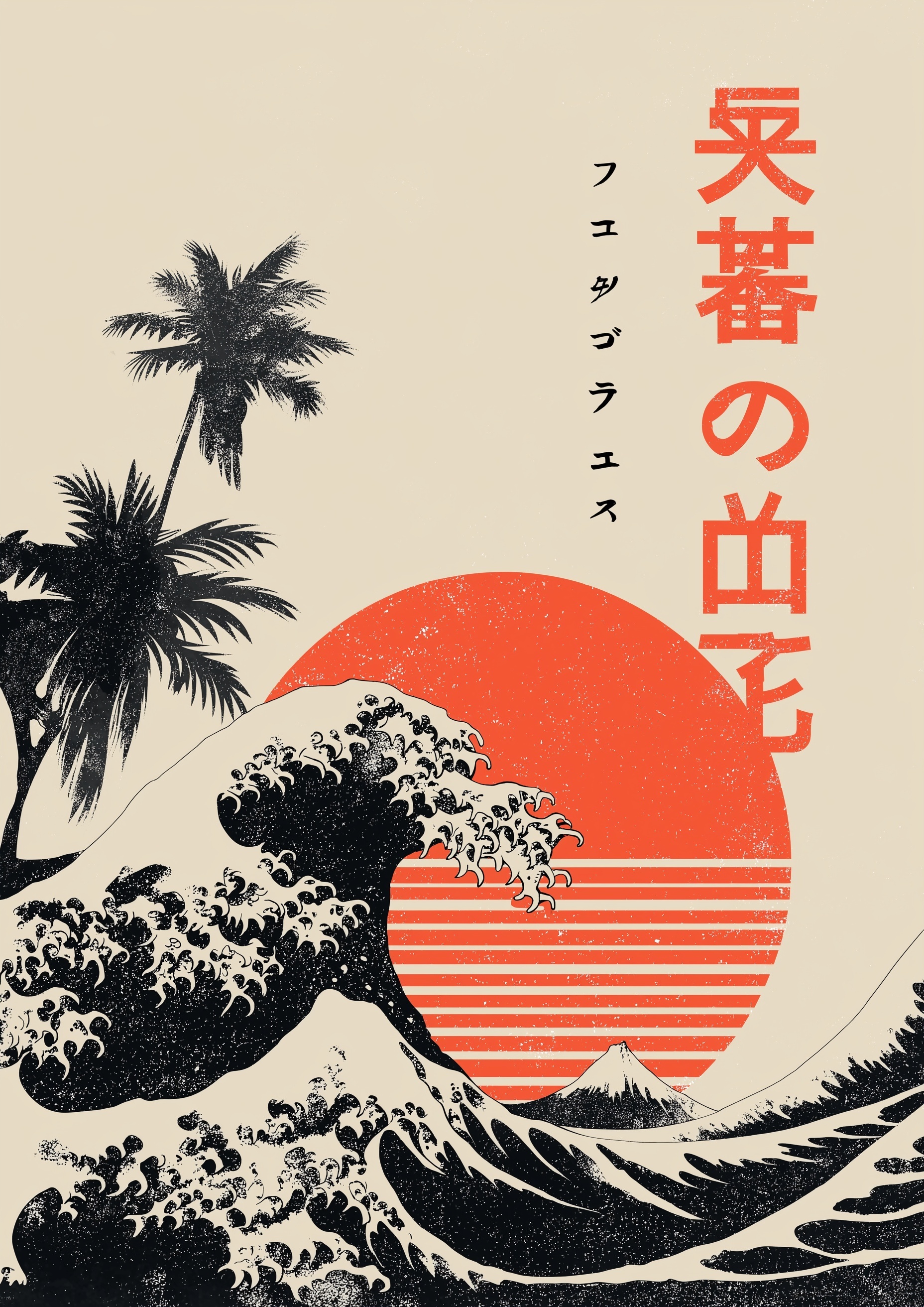 Minimalist Japanese Pop Art Design in Neutral Tones