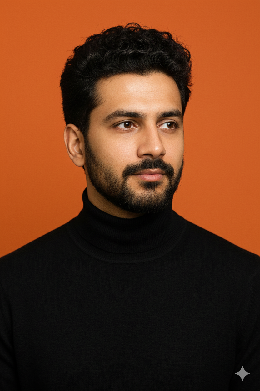 High-Resolution Minimalist Portrait: Man in Black Turtleneck