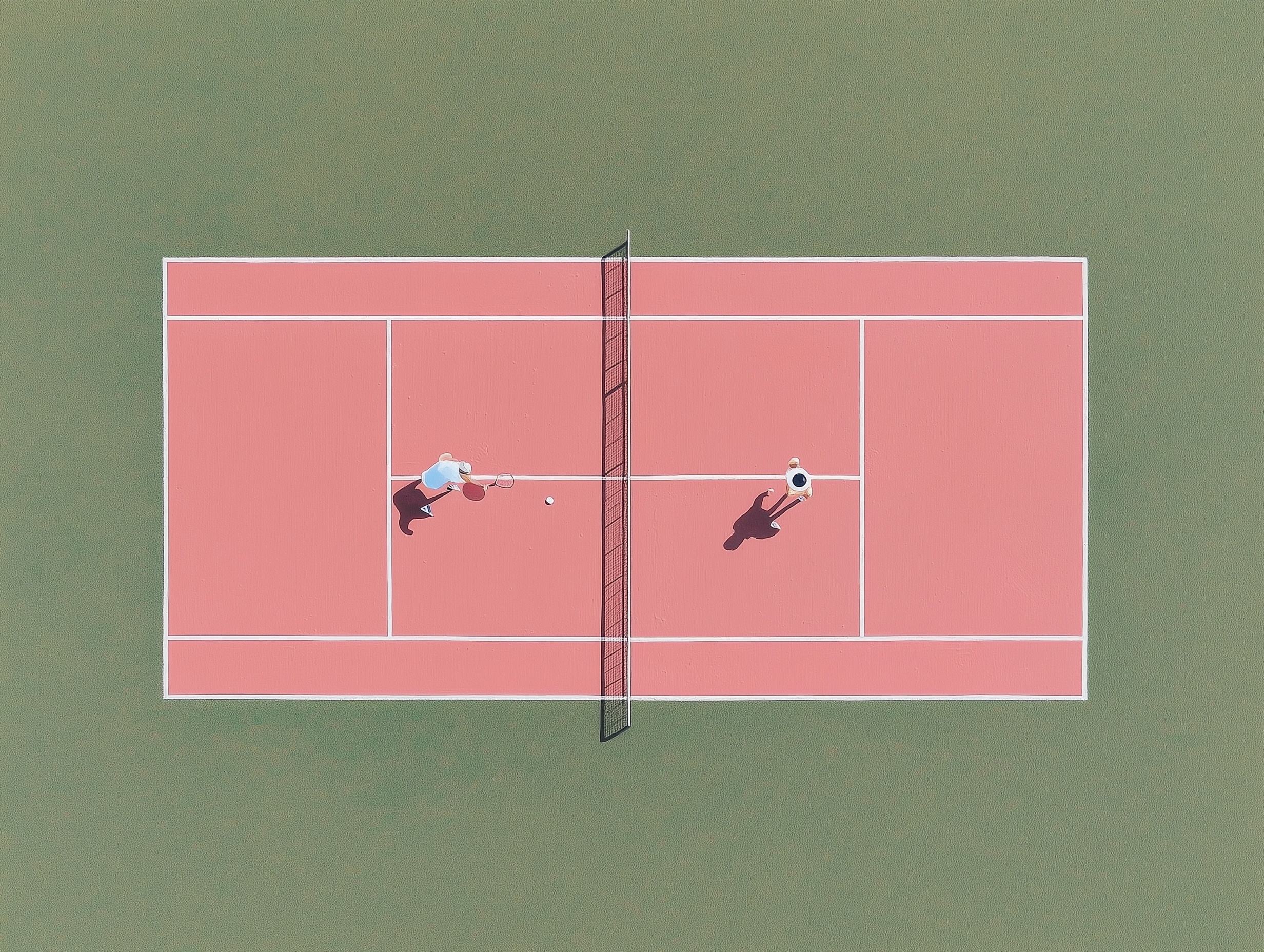 Minimalist Tennis Match in Soft Pastel Tones