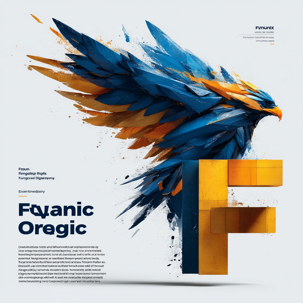 Modern Abstract Geometric Logo with Phoenix Wing and Flame Detail