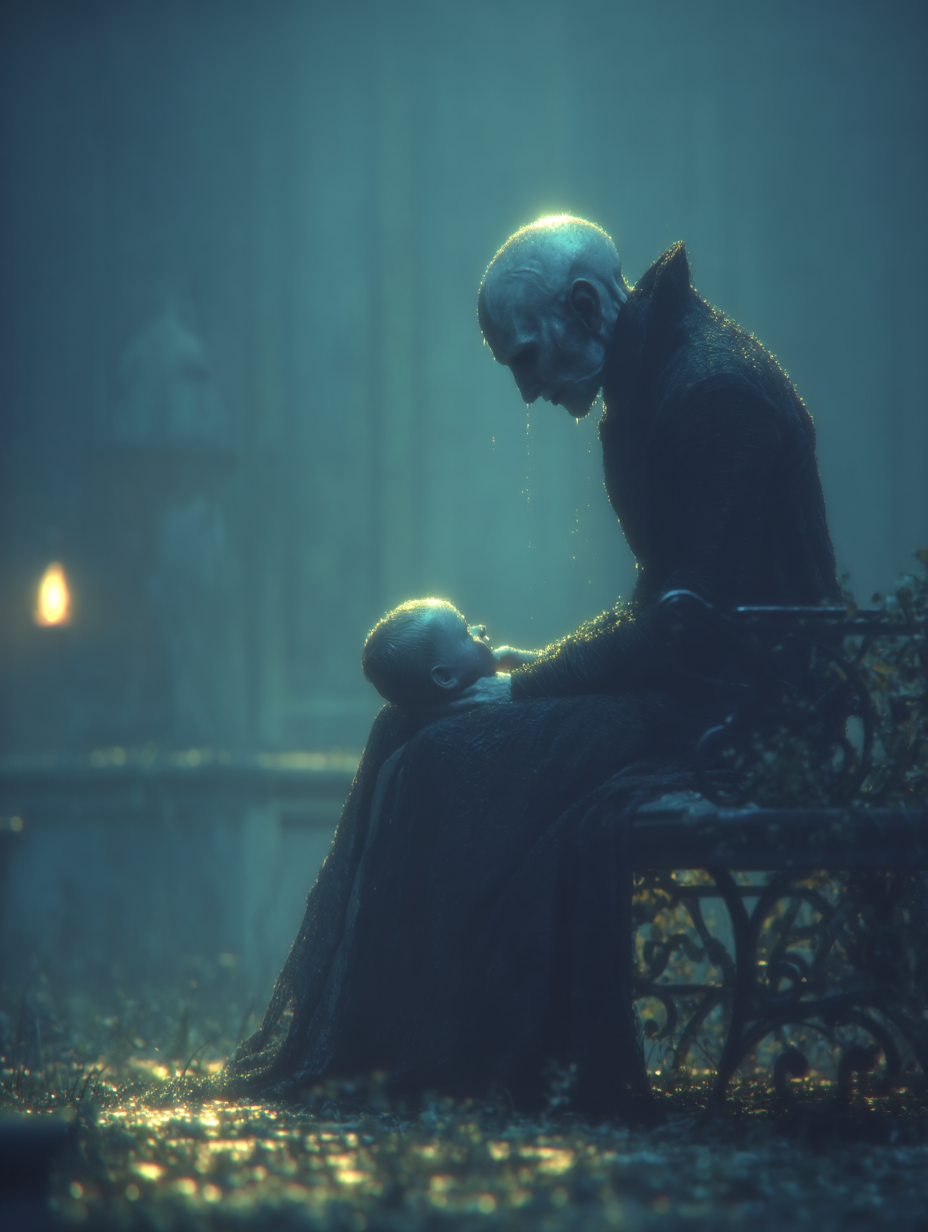 Nosferatu Embracing Innocence Under Moonlight