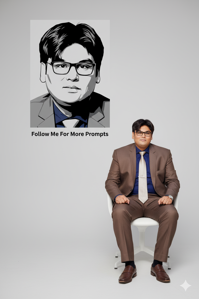 Modern 8K Portrait with Geometric Wall Art