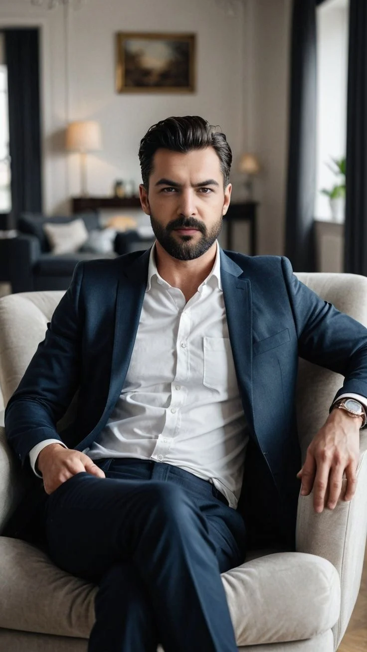 Confident Man in Stylish Living Room Portrait