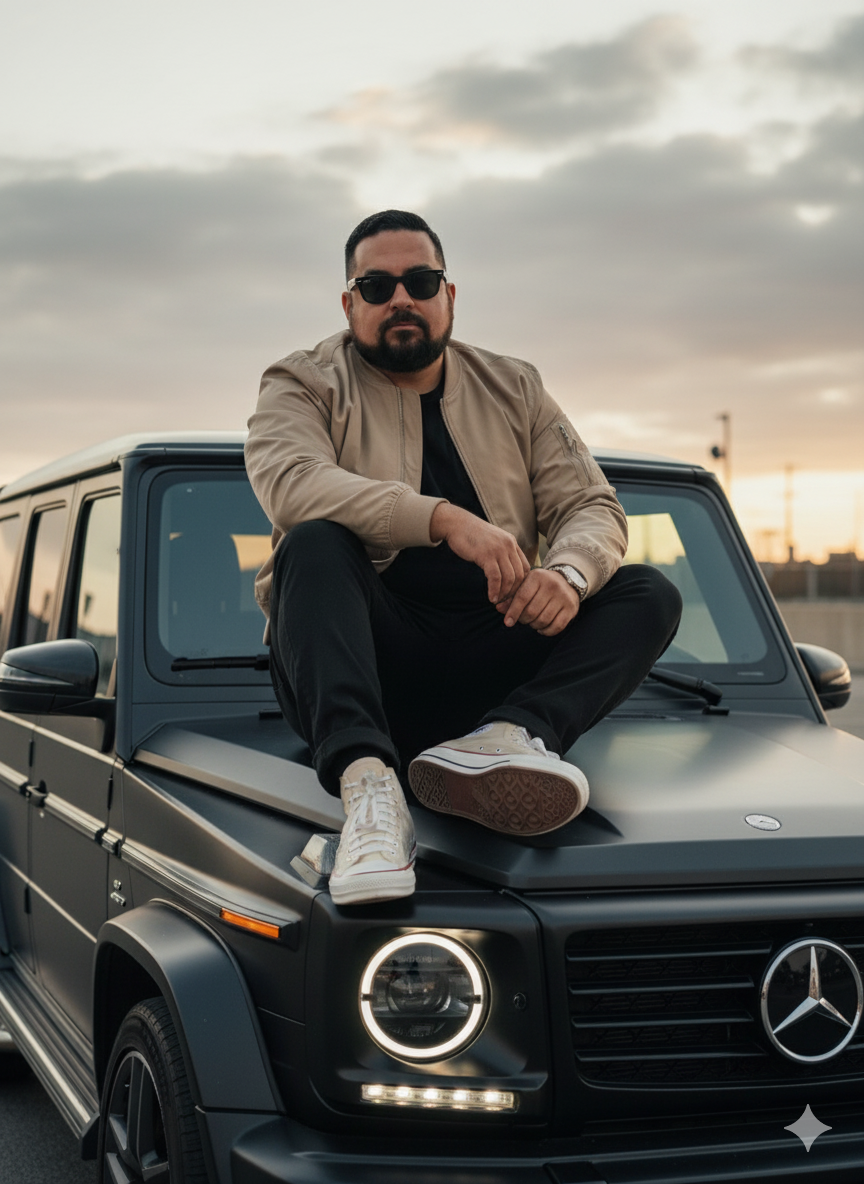 Hyper-Realistic Sunset Portrait with Specific Details