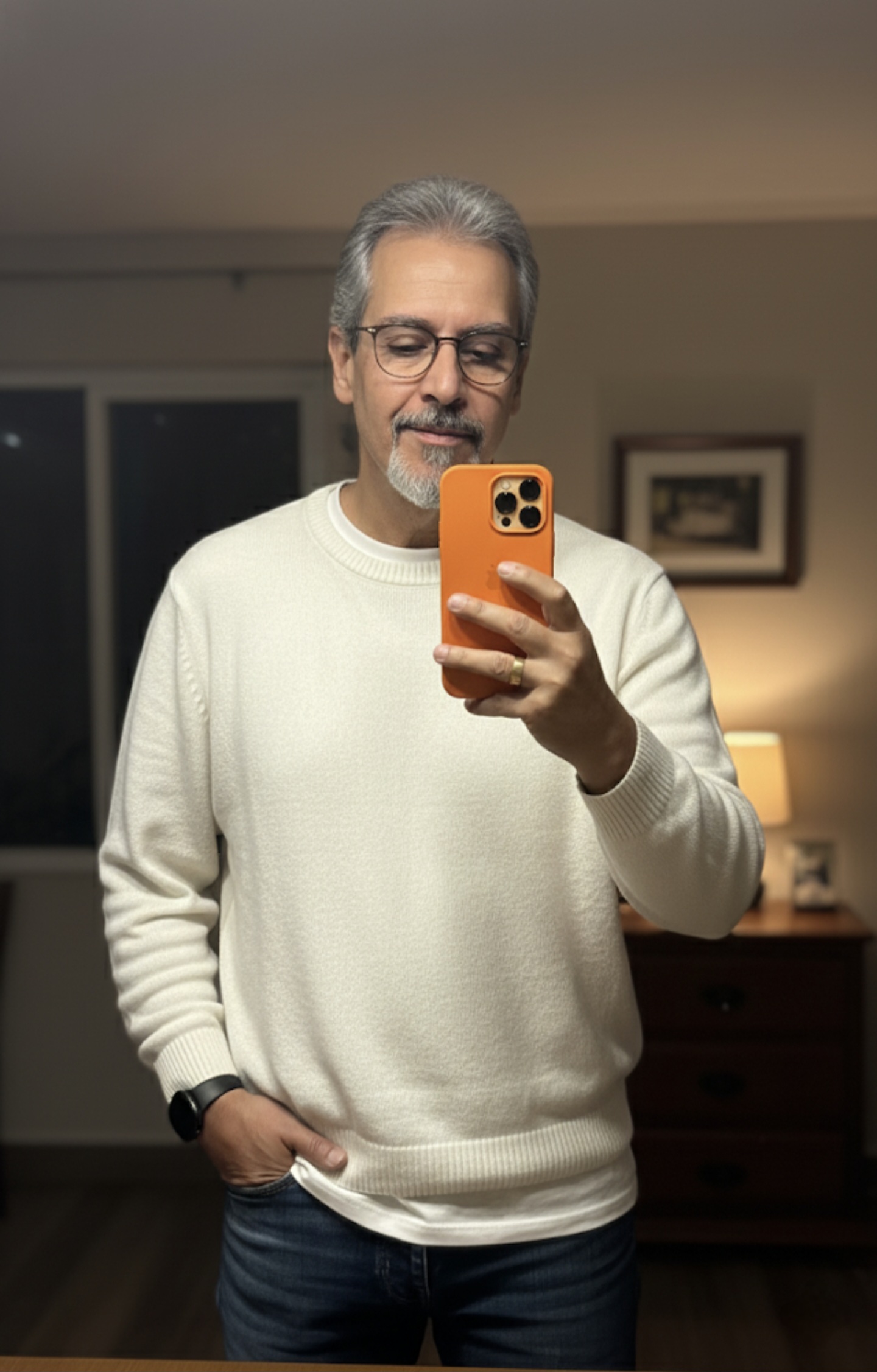 Realistic Portrait: Contemplative Pose with Whiskey Bottle