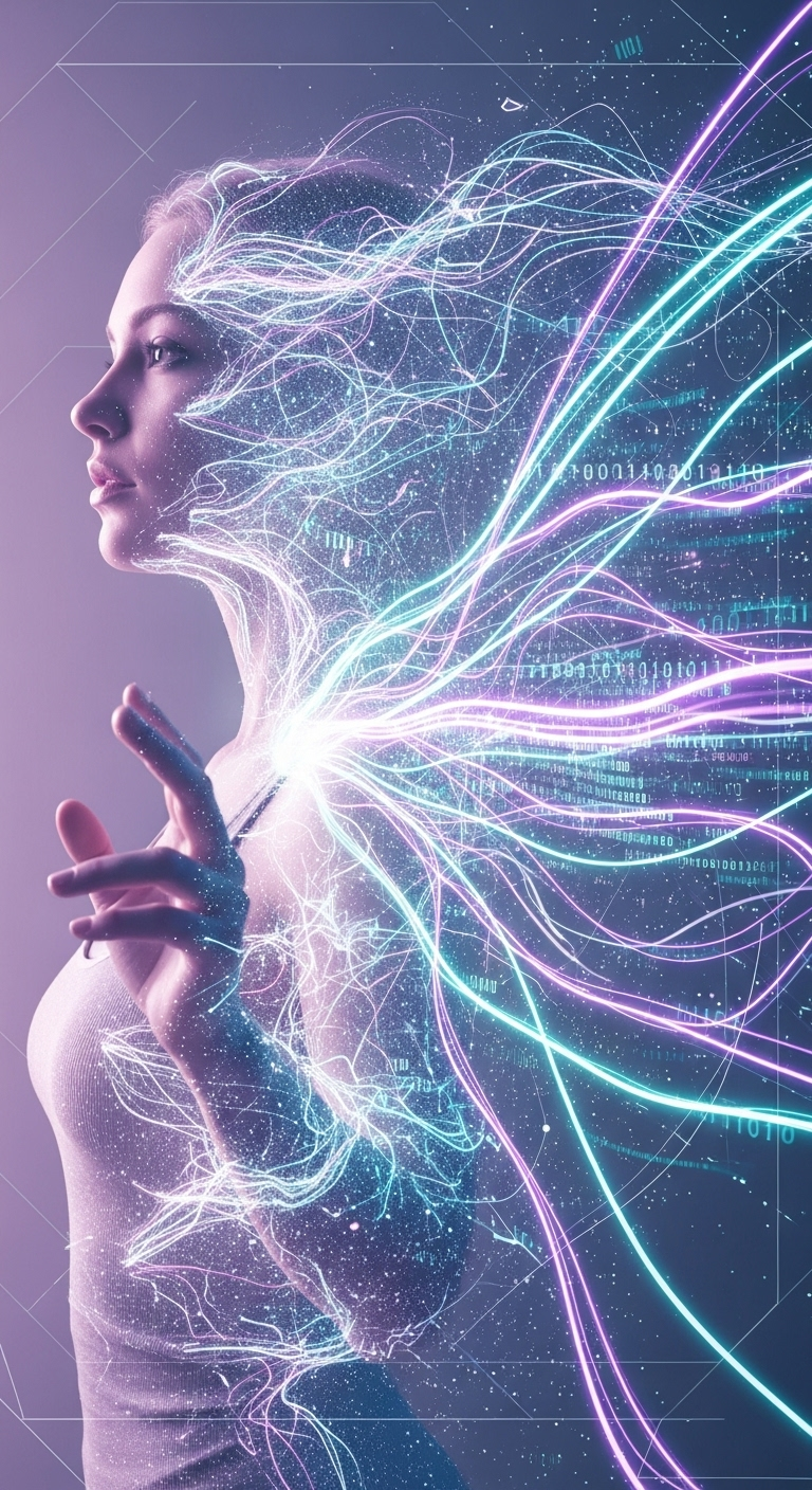 Radiant Transformation: Woman in Energy and Code