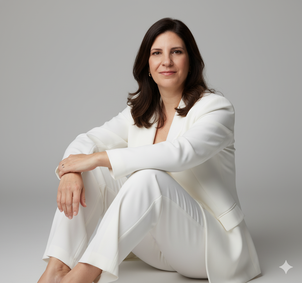 Recreate Minimalist Portrait: Elegant White Ensemble Pose