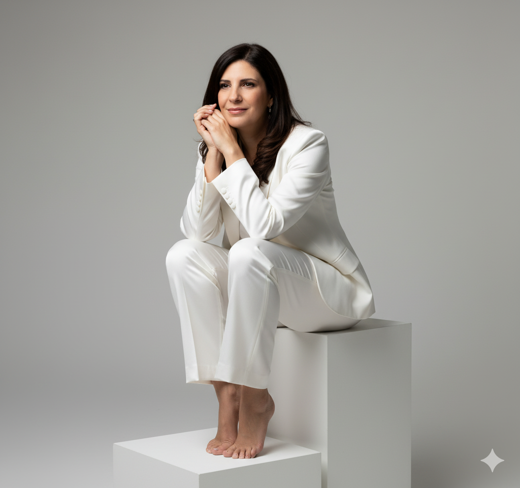 Recreate Studio Scene: Woman on Minimalist White Cubes