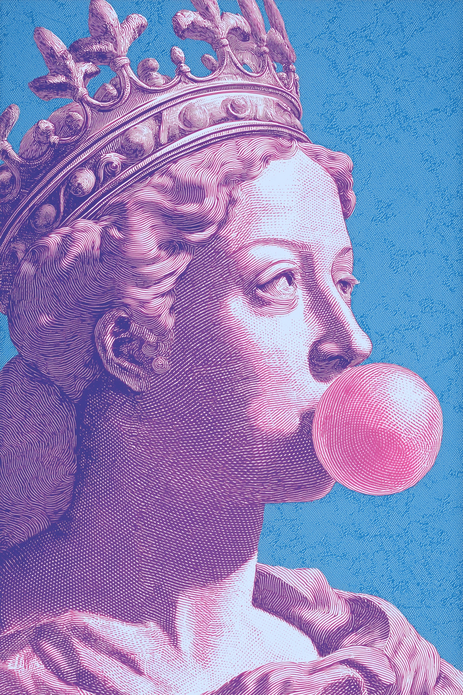 Renaissance Queen: Pink Bubble Gum Portrait
