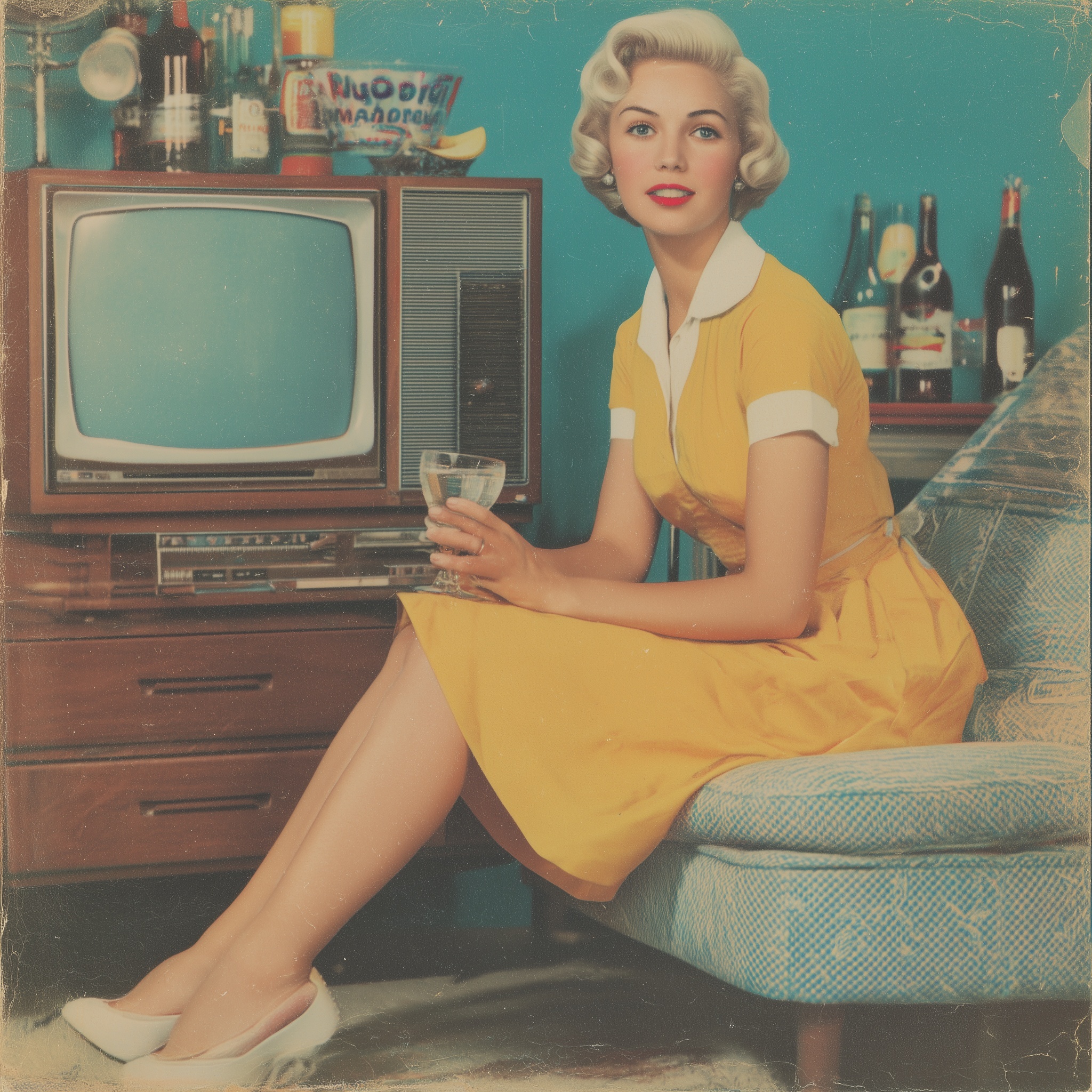 Retro 1950s TV Ad: Classic Risograph Style