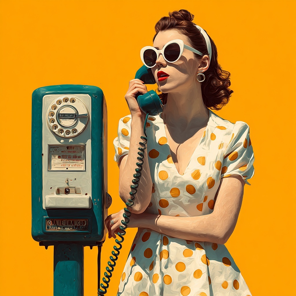 Retro Glam: 40s Style Phone Call Moment