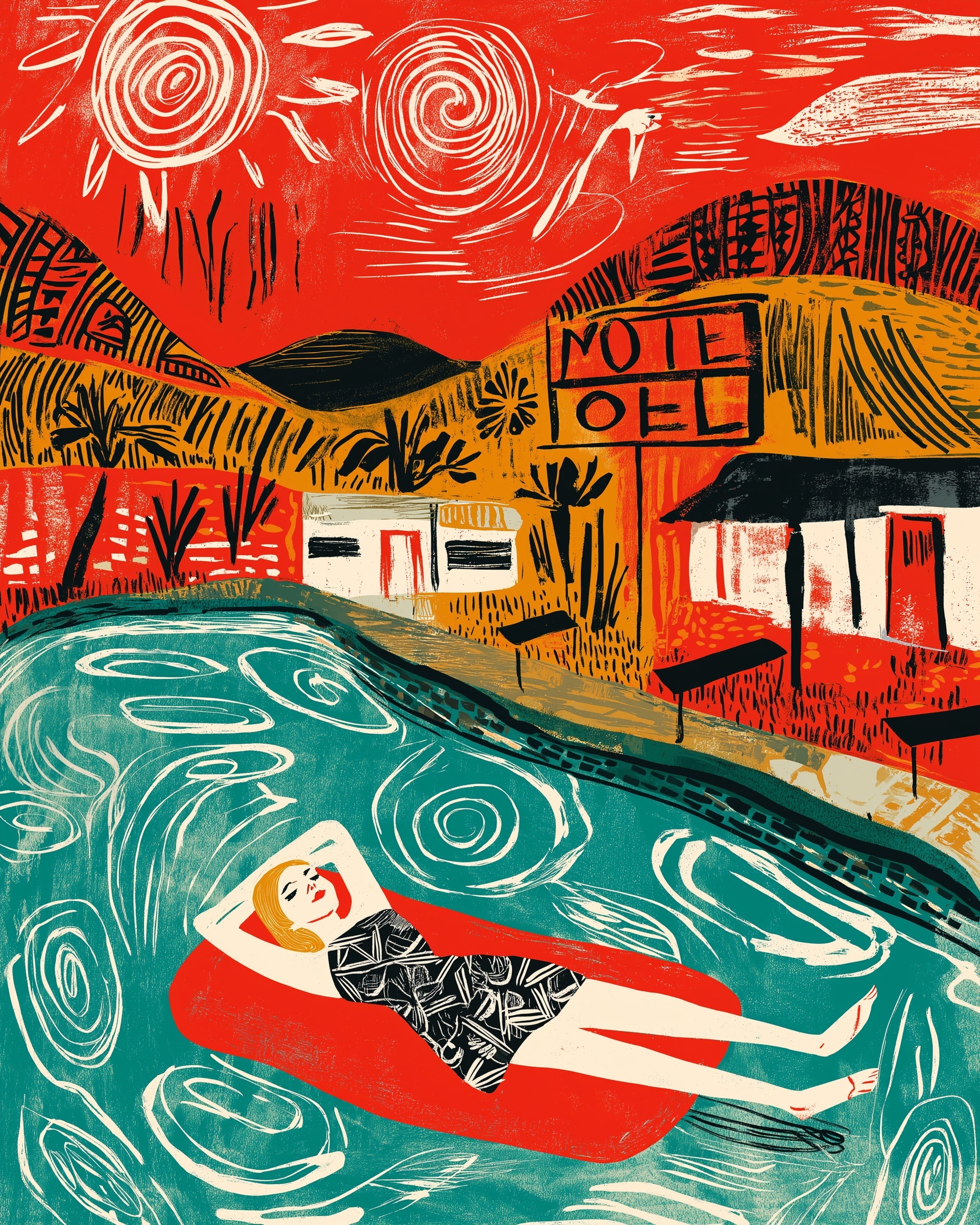 Retro Pool Vibes: 60s Motel Scene in Central Texas