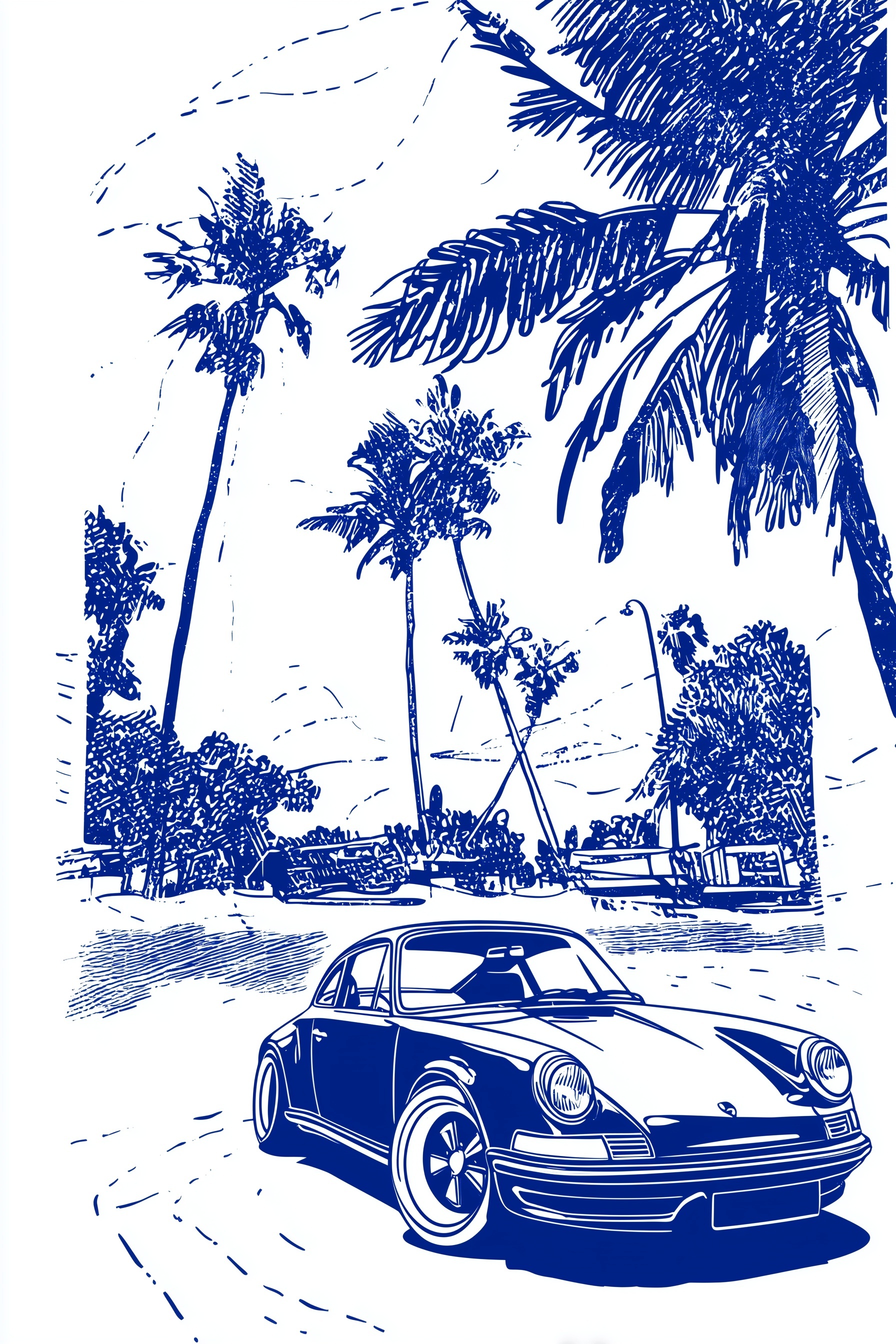 Retro Porsche 911 Beach Vibes Art Print