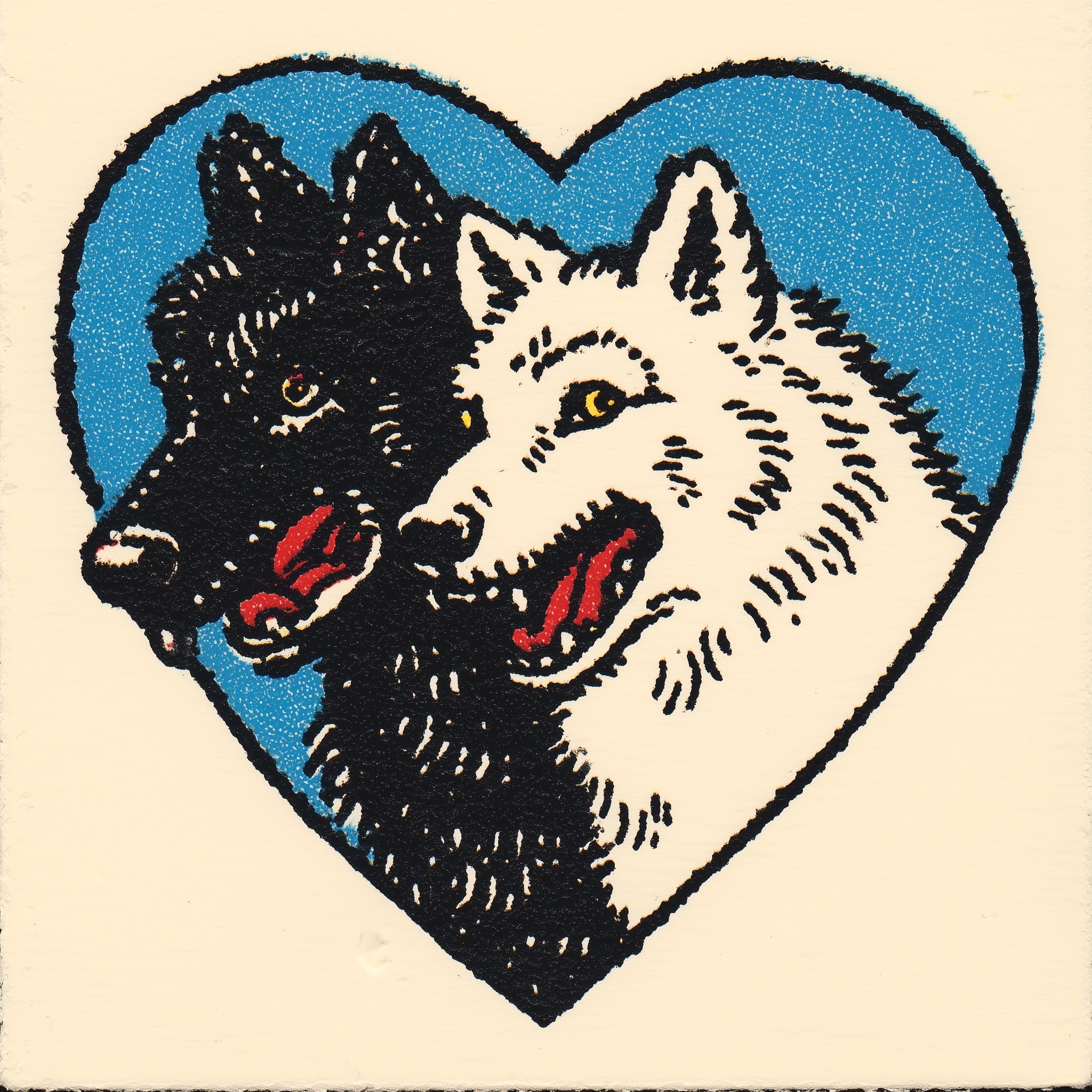 Retro Pulp Art: Wolves in Love Vintage Print