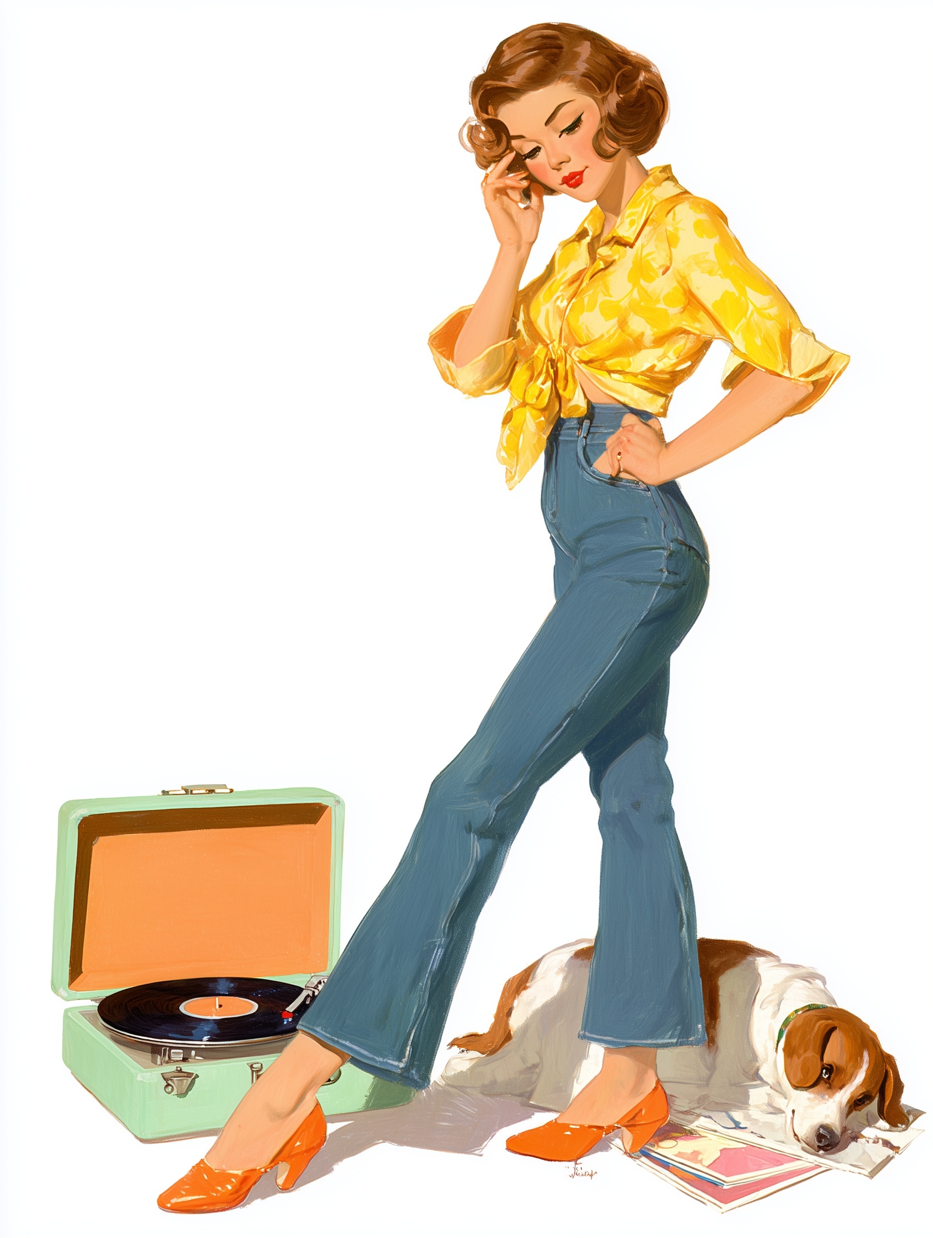 Retro Vibes: 60s Style Art of a Young Woman