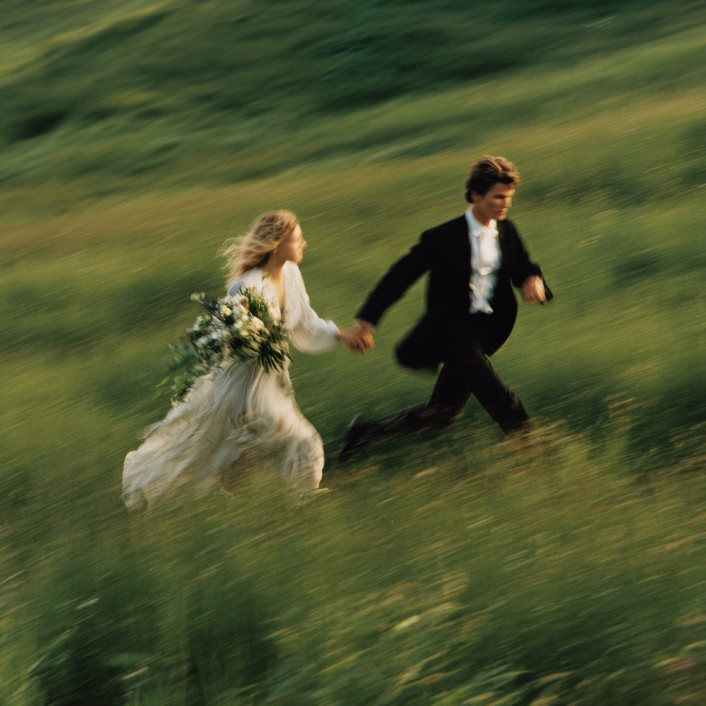 Romantic Couple in Lush Green Field